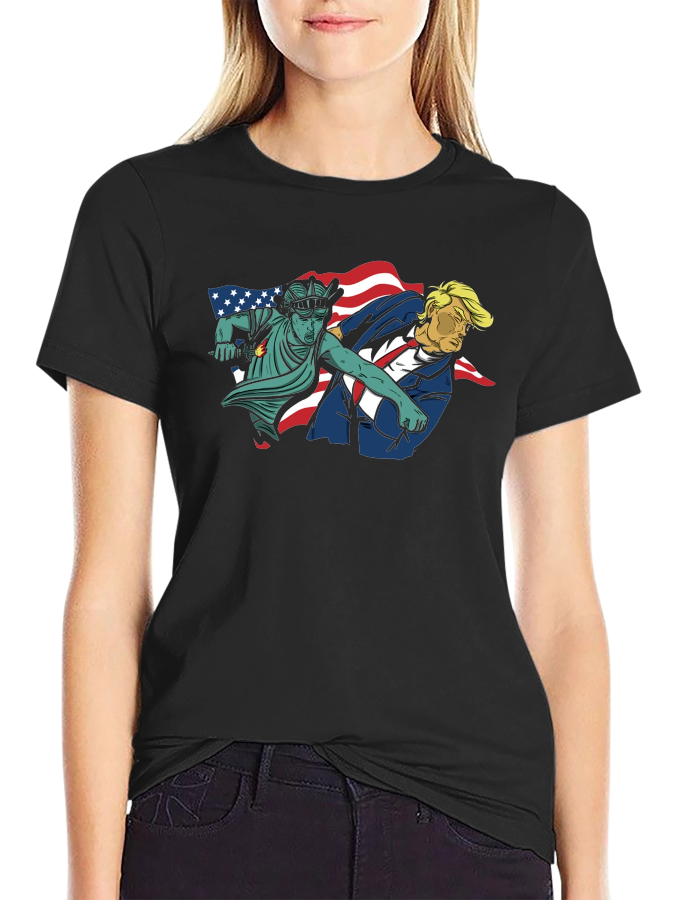 Statue of Liberty Punches Trump Graphic T-Shirt