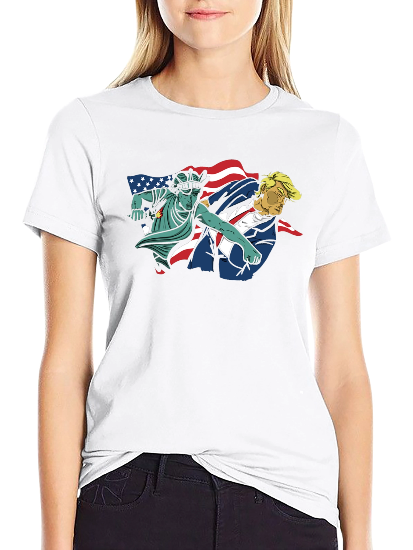 Statue of Liberty Punches Trump Graphic T-Shirt