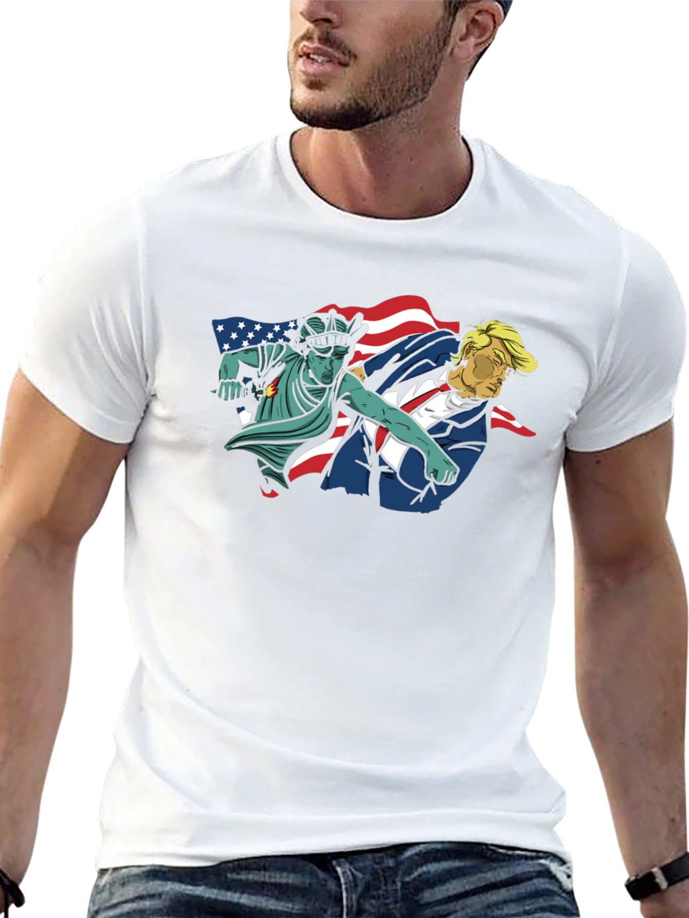 Statue of Liberty Punches Trump Graphic T-Shirt