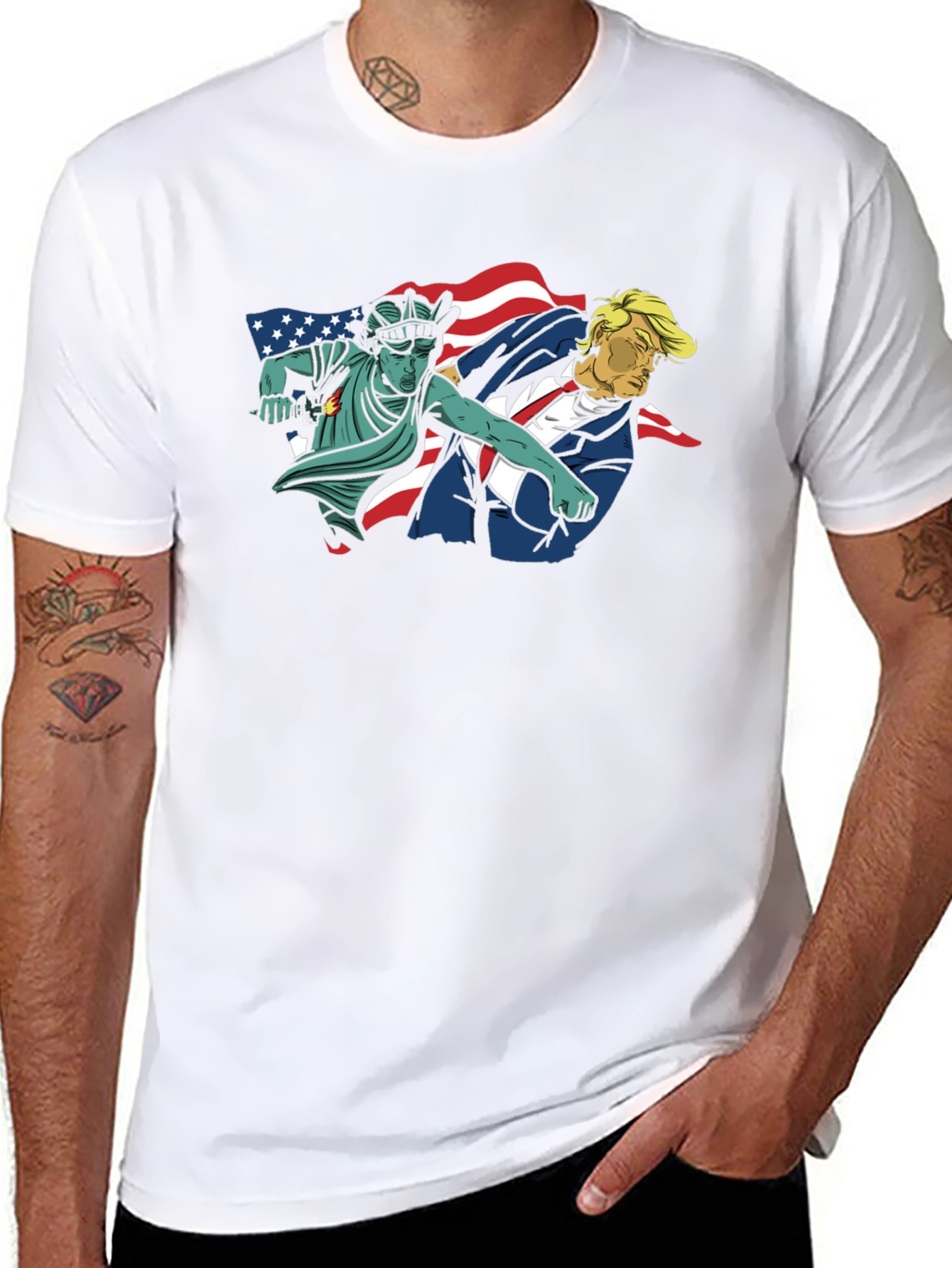 Statue of Liberty Punches Trump Graphic T-Shirt