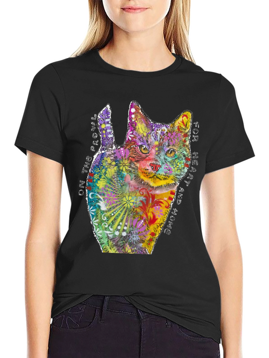 Colorful Cat Graphic Tee - Artistic Design
