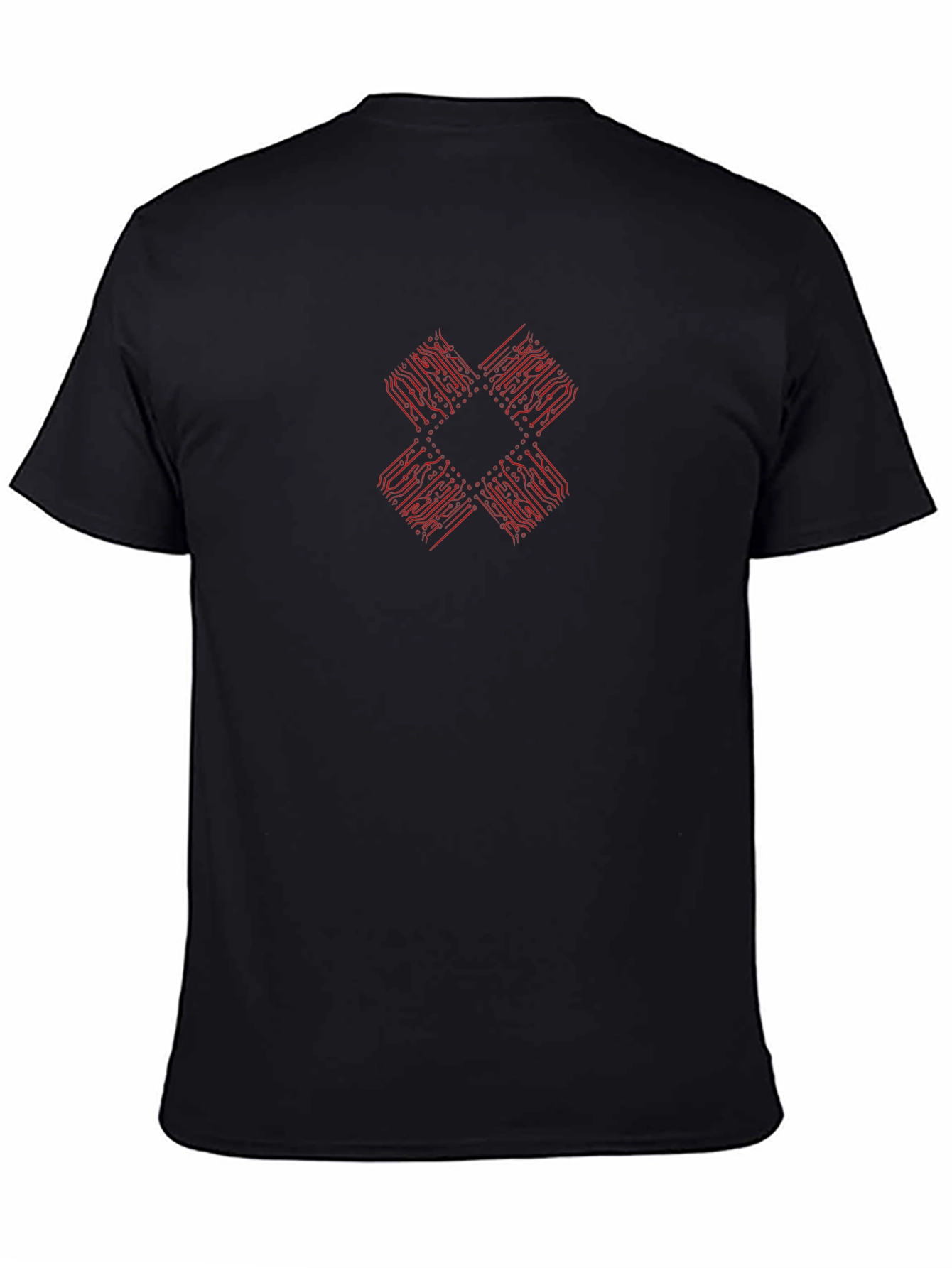 Red Circuit Board Graphic Black T-Shirt