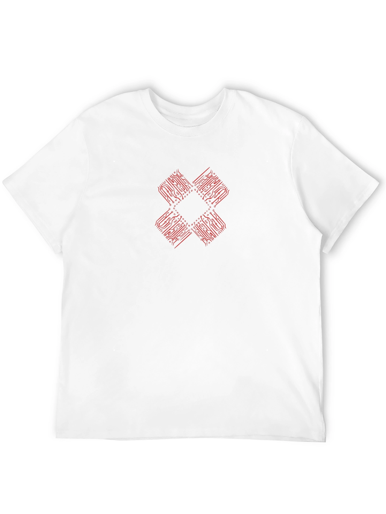 Red Circuit Board Graphic Black T-Shirt
