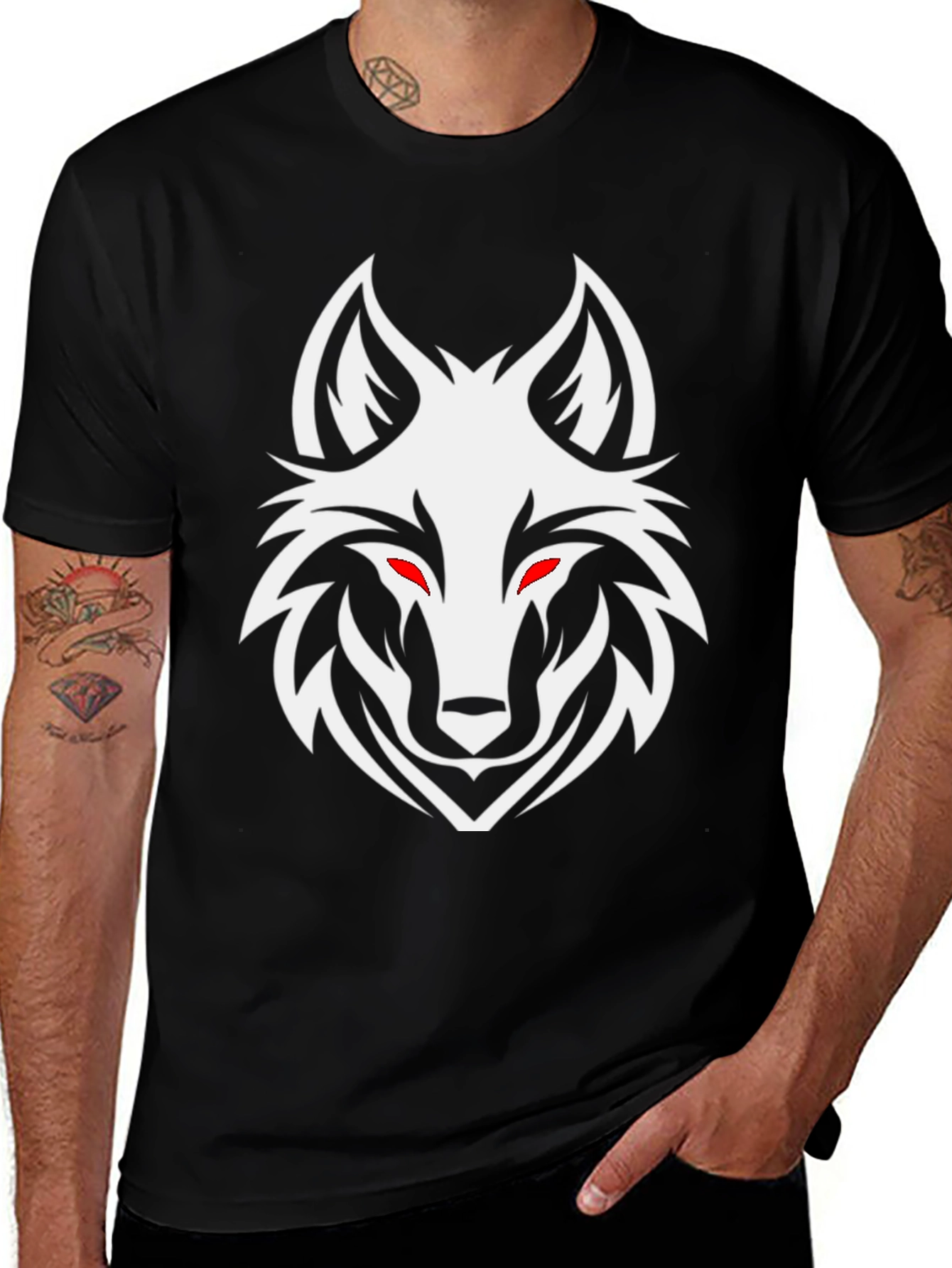 Black Wolf Head Graphic Tee