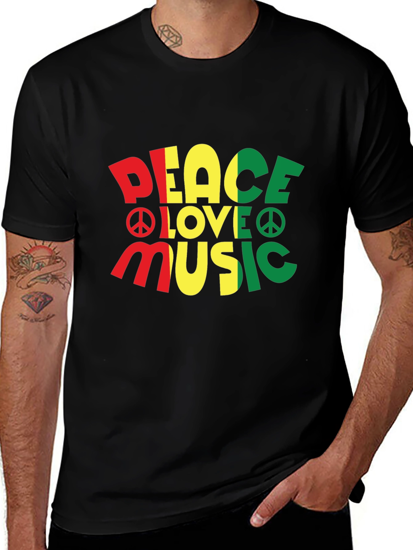 Peace Love Music Rasta T-Shirt