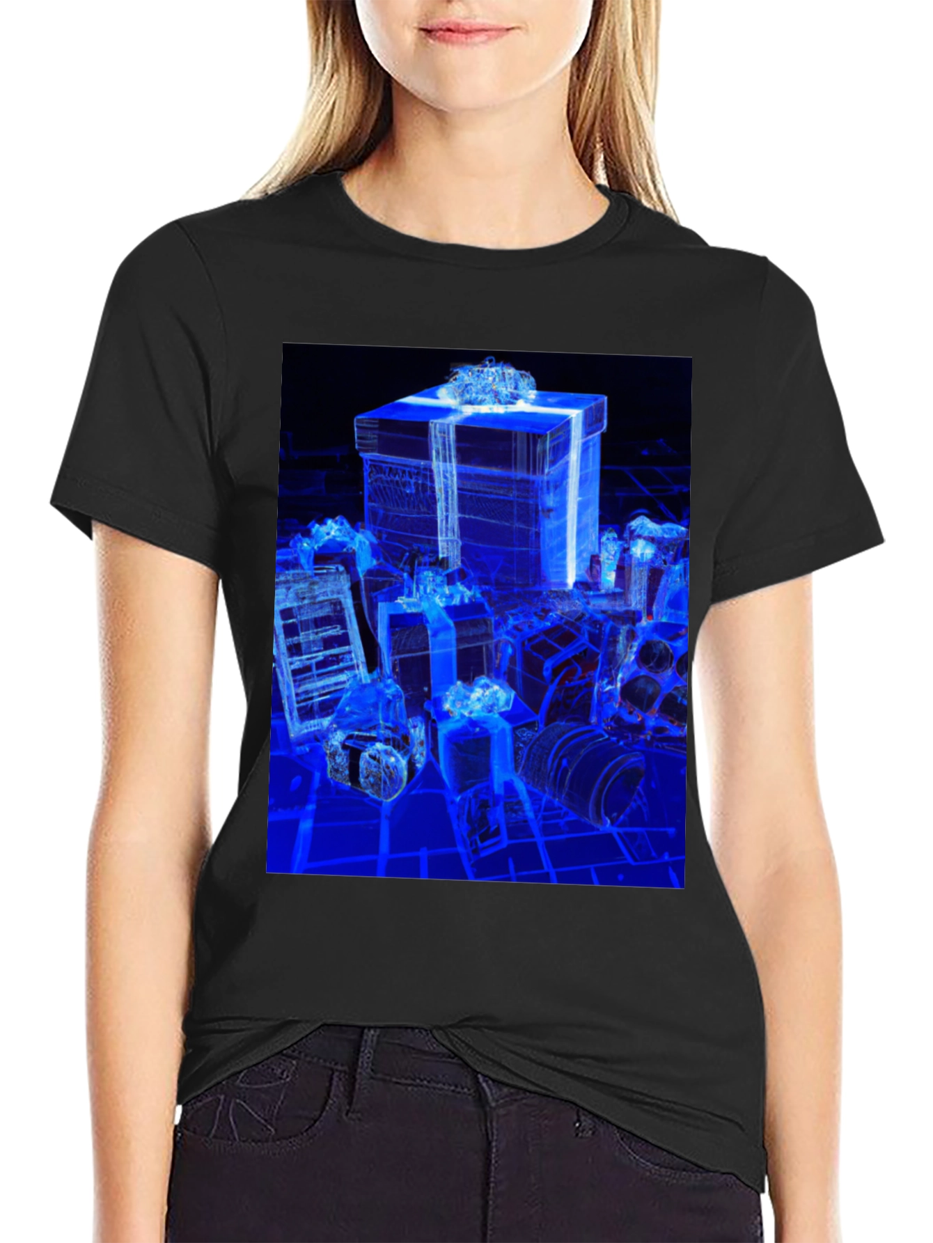 Gift Box 3D Print Black T-Shirt