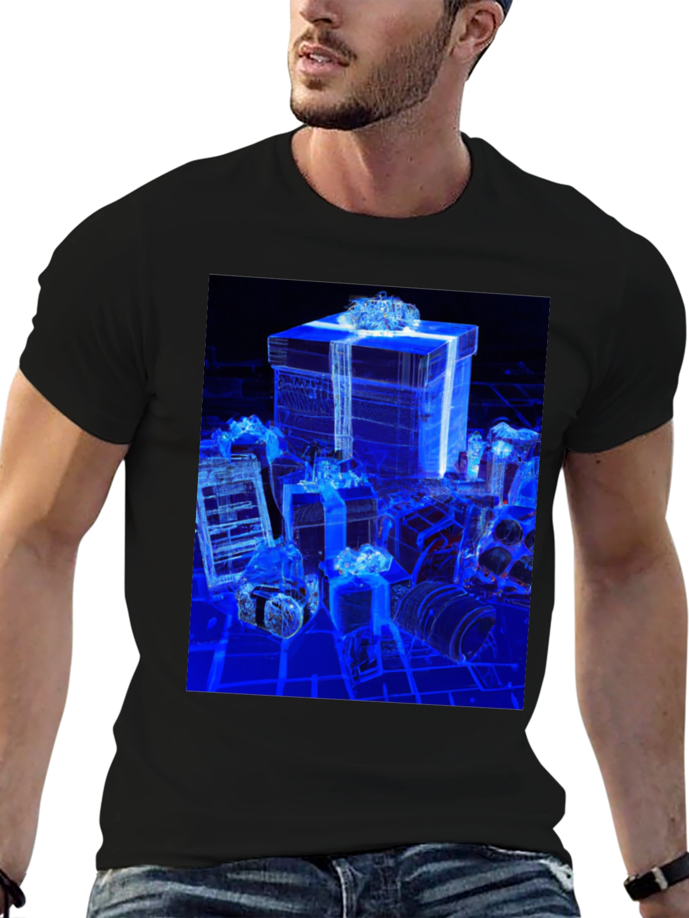 Gift Box 3D Print Black T-Shirt