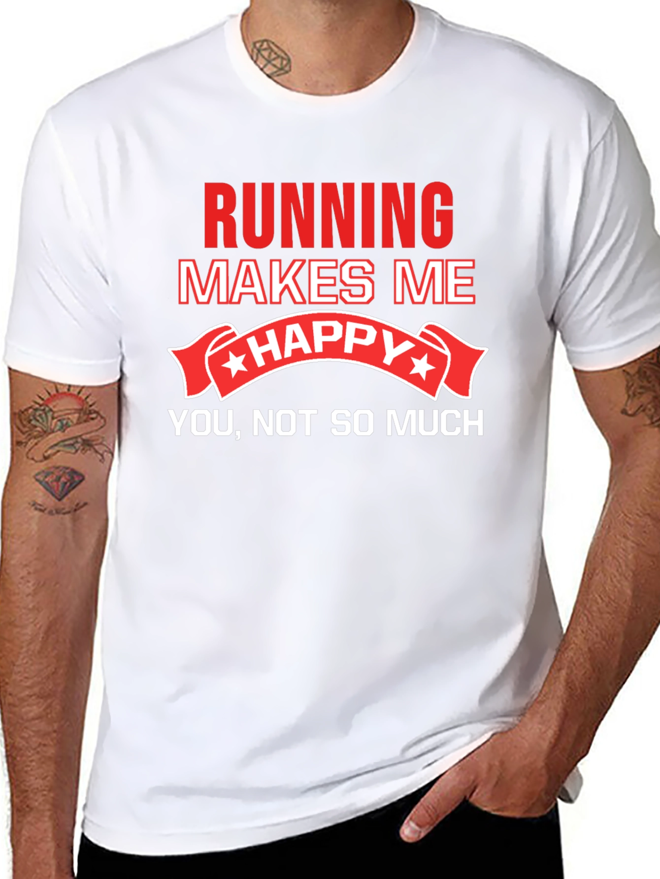 Running Makes Me Happy T-Shirt Funny Workout Tee