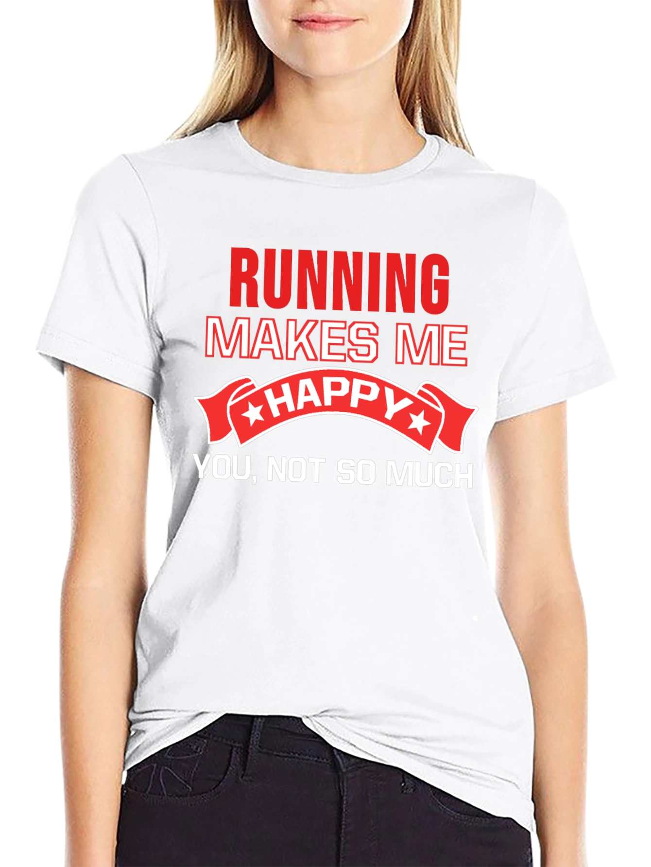 Running Makes Me Happy T-Shirt Funny Workout Tee