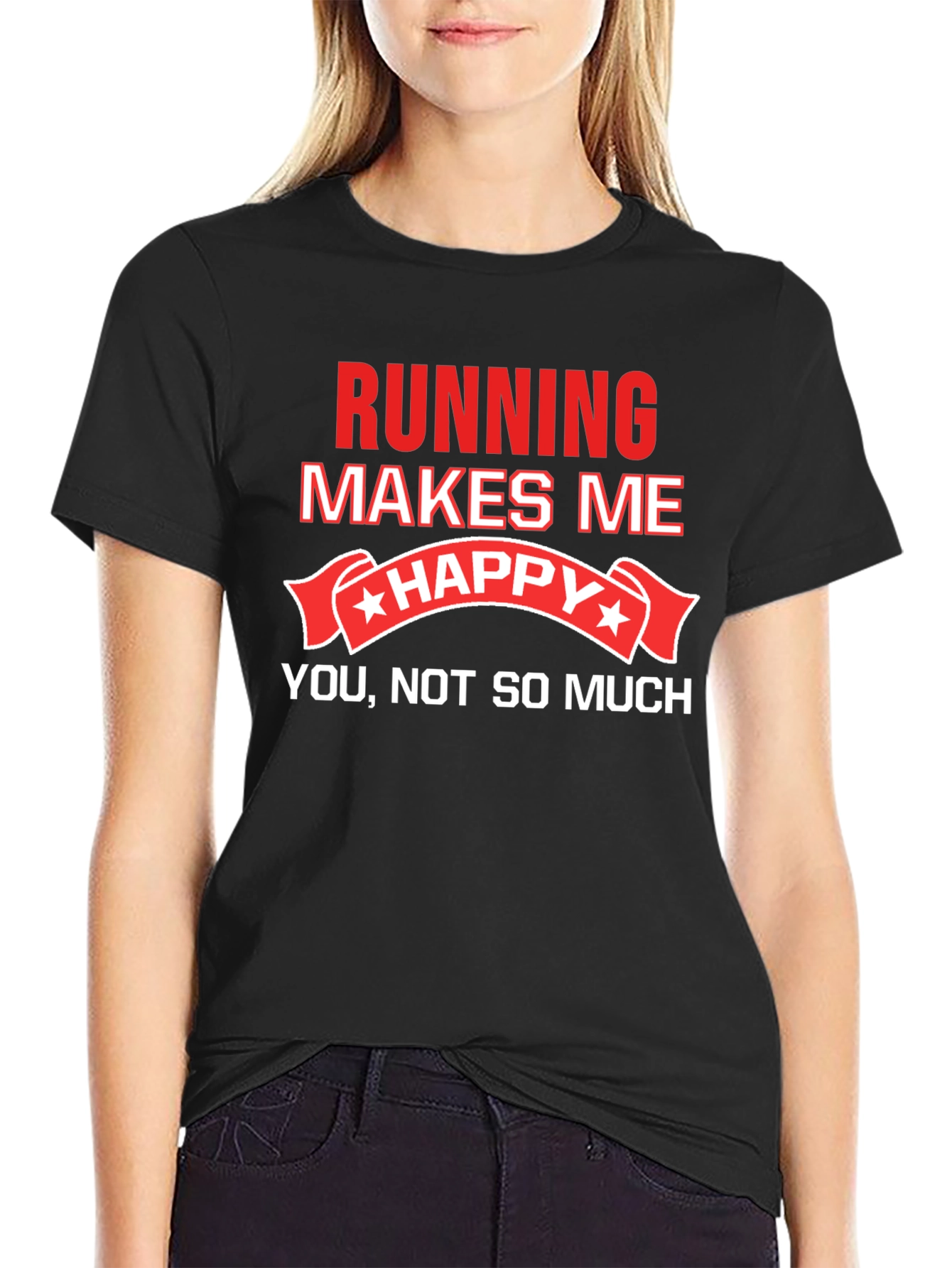 Running Makes Me Happy T-Shirt Funny Workout Tee
