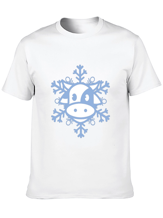 Cow Snowflake Graphic Tee - Winter Holiday Apparel
