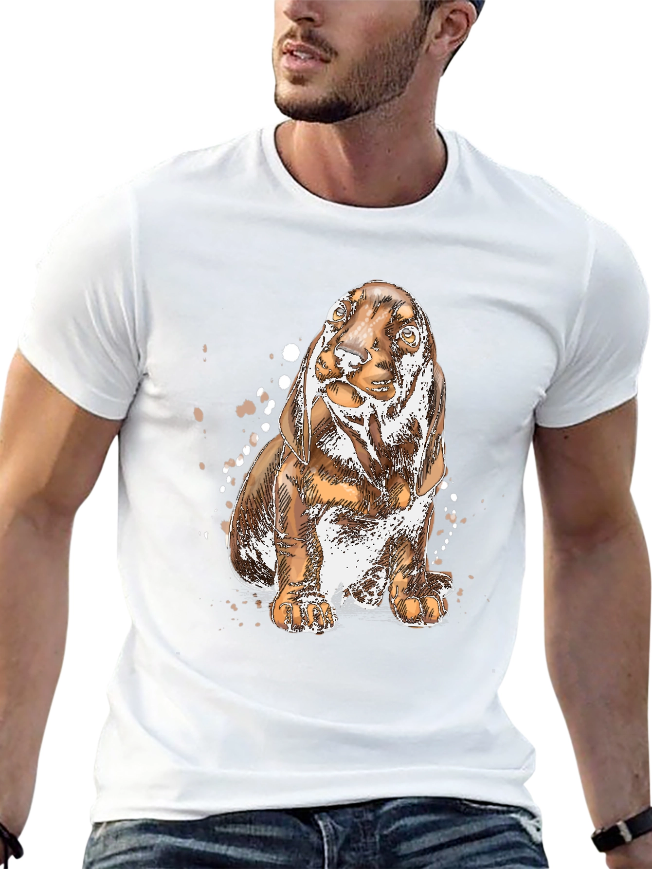 Dog Sketch Graphic Tee - Black