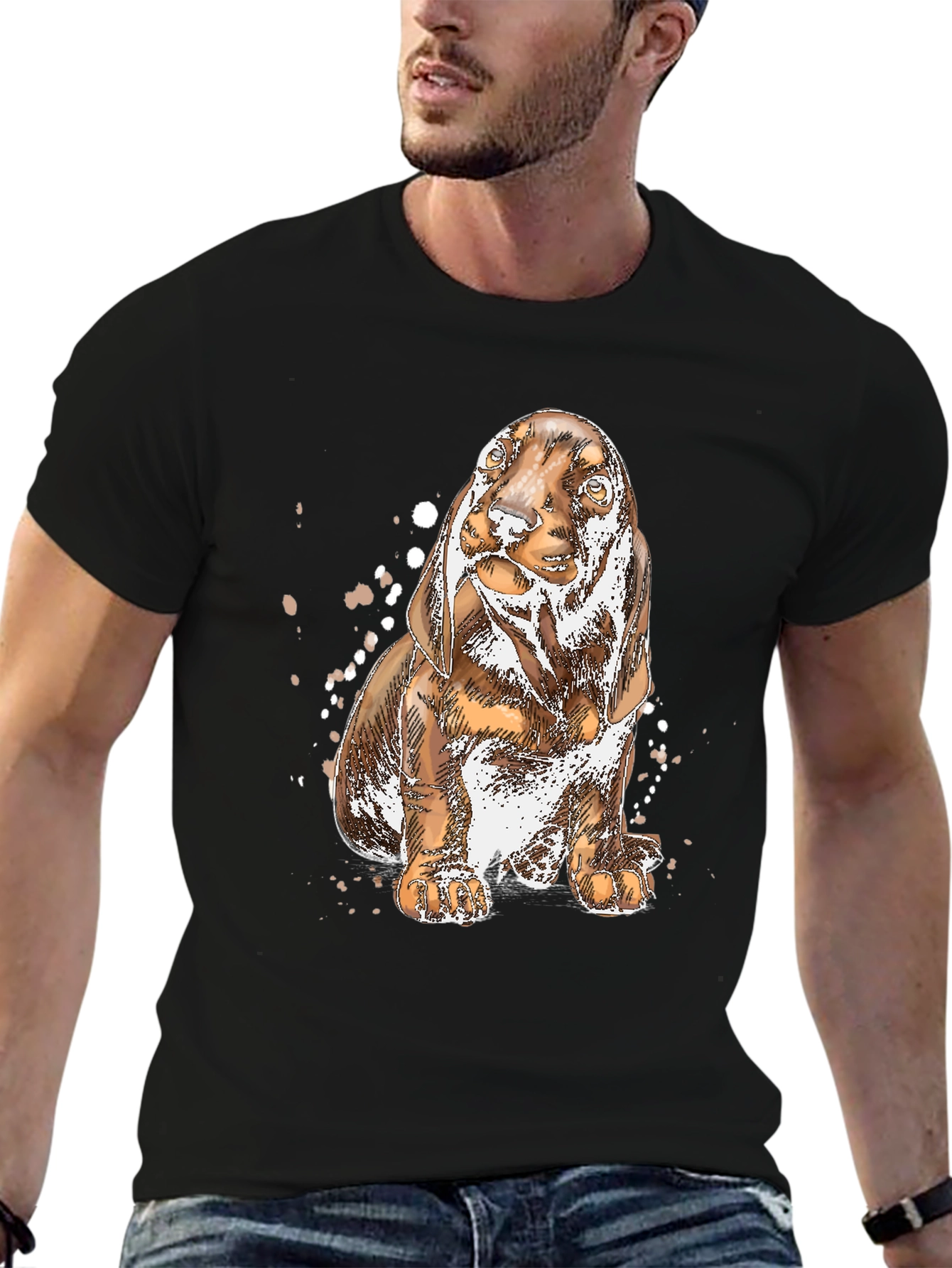 Dog Sketch Graphic Tee - Black