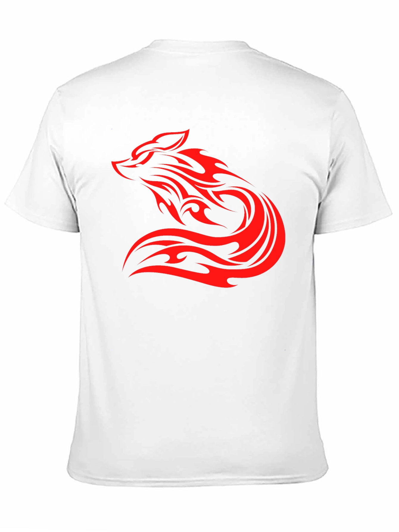 Mens Black T-Shirt with Red Tribal Wolf Design