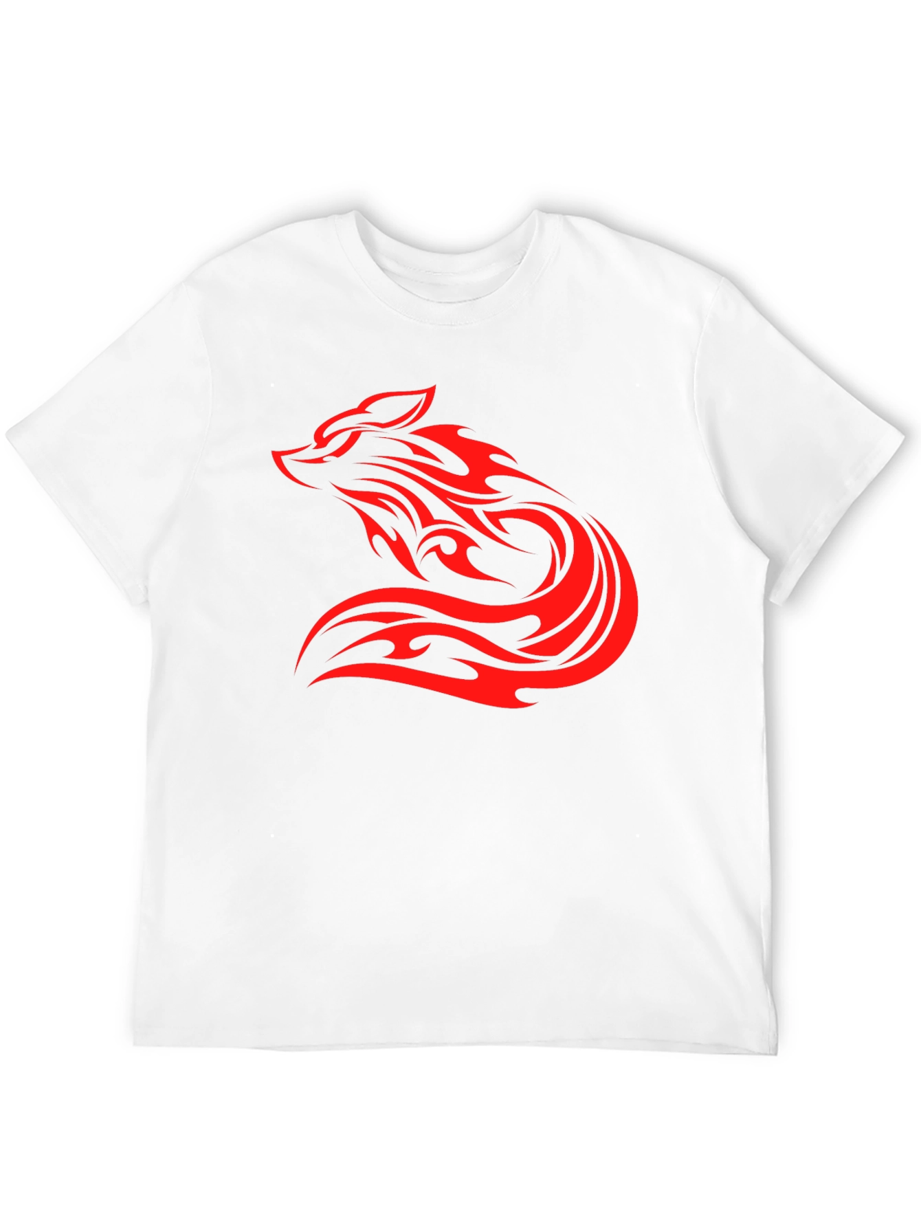 Mens Black T-Shirt with Red Tribal Wolf Design