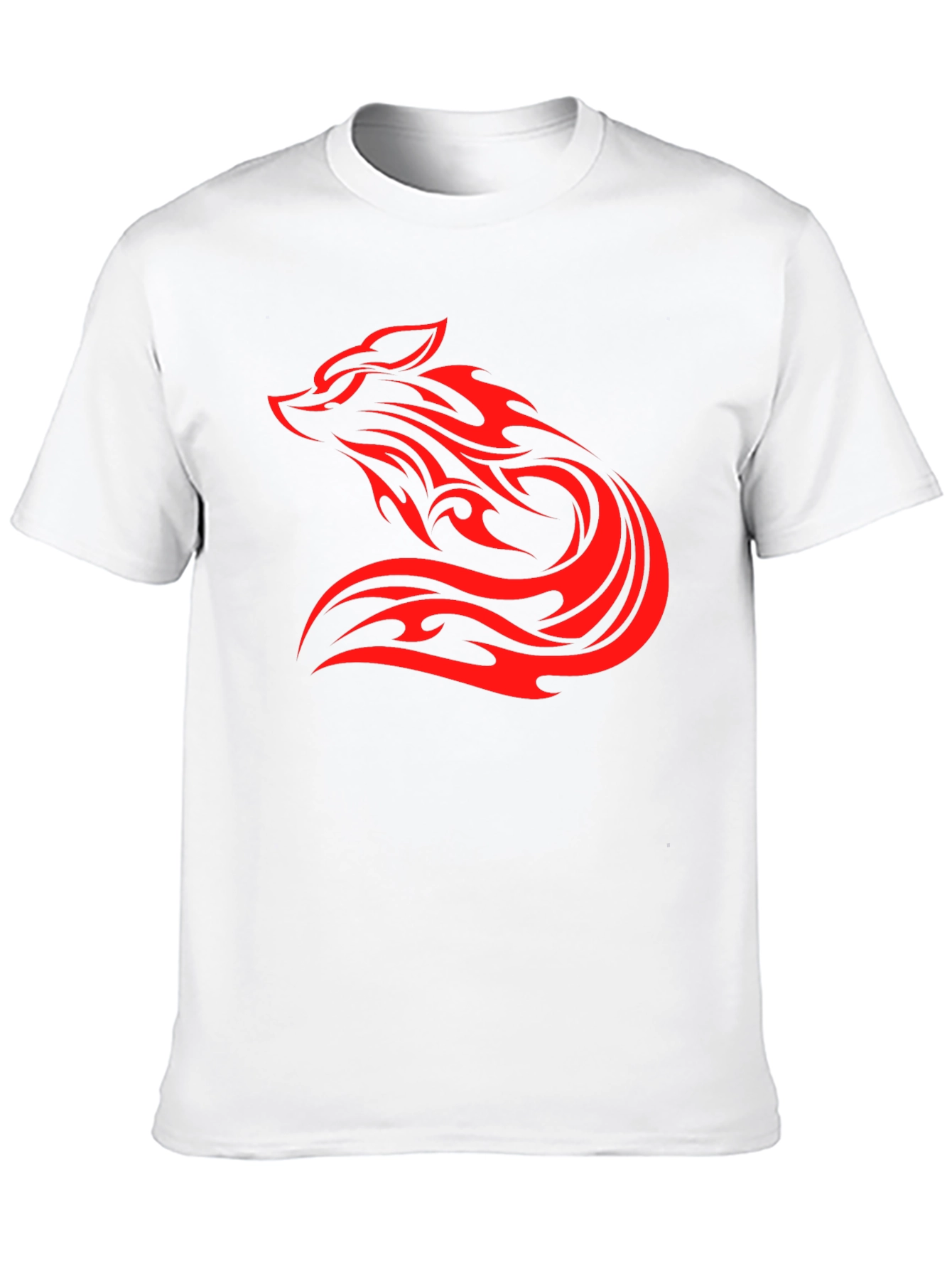 Mens Black T-Shirt with Red Tribal Wolf Design