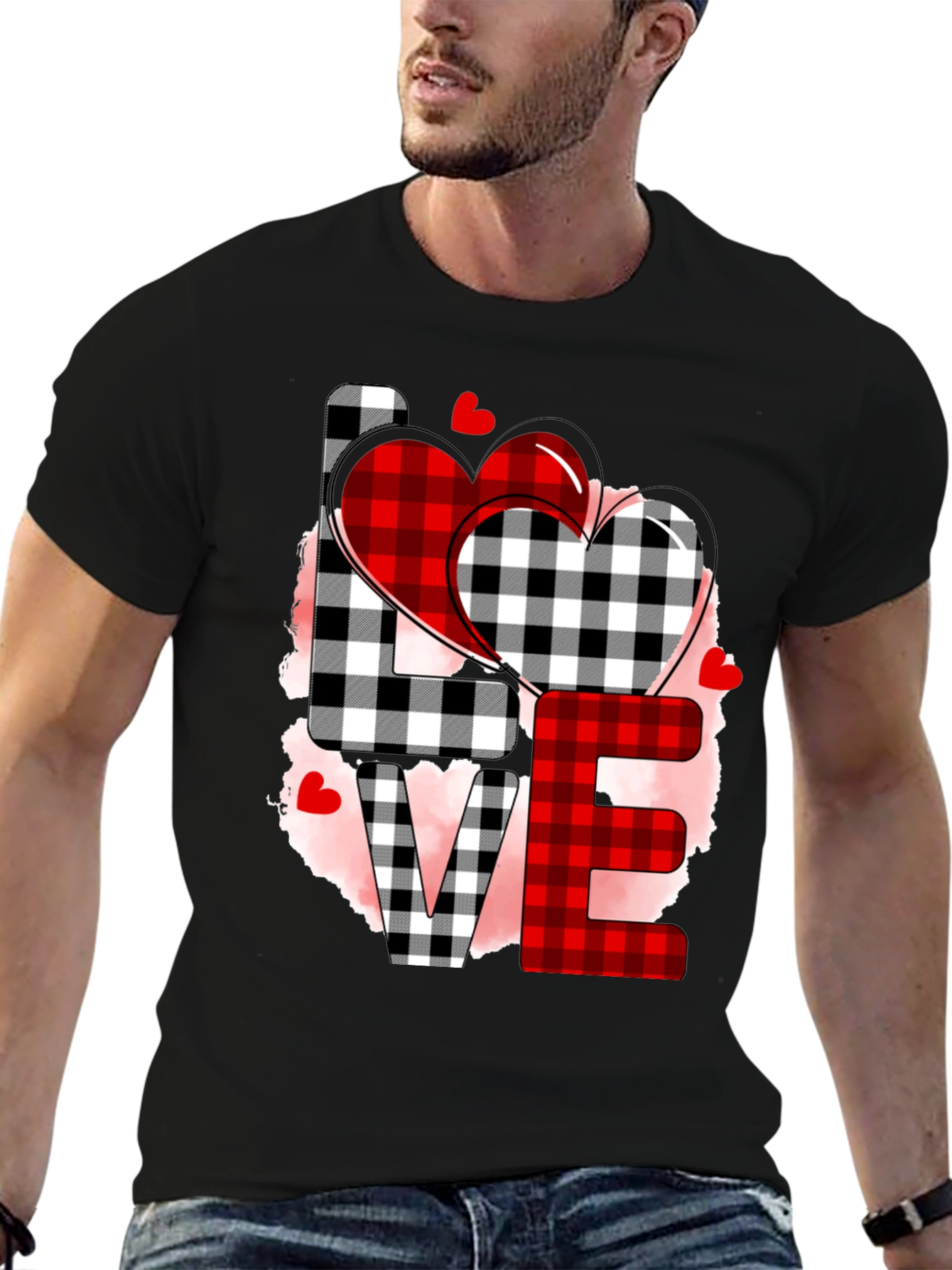 Love Plaid Heart Graphic Tee