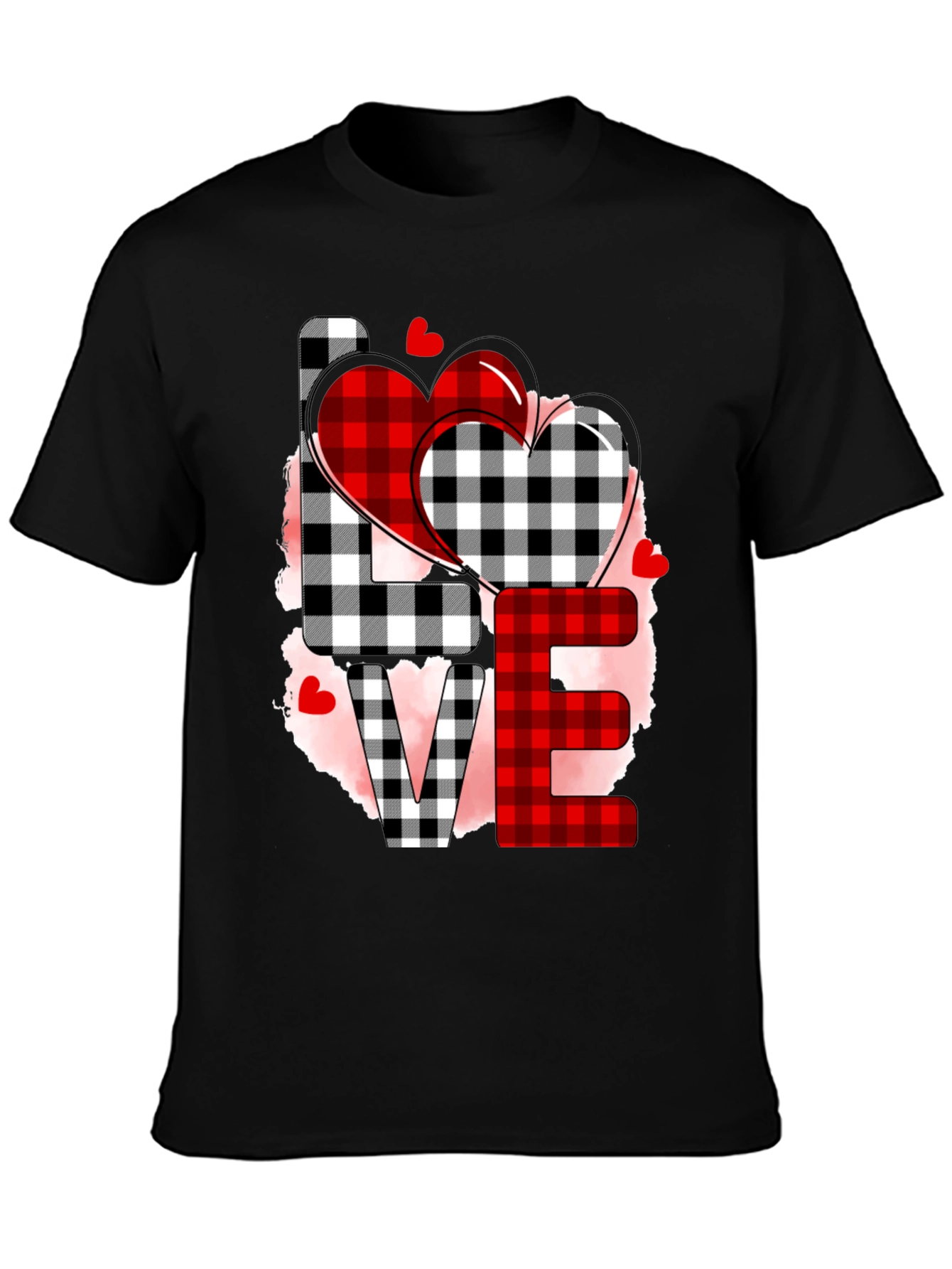 Love Plaid Heart Graphic Tee