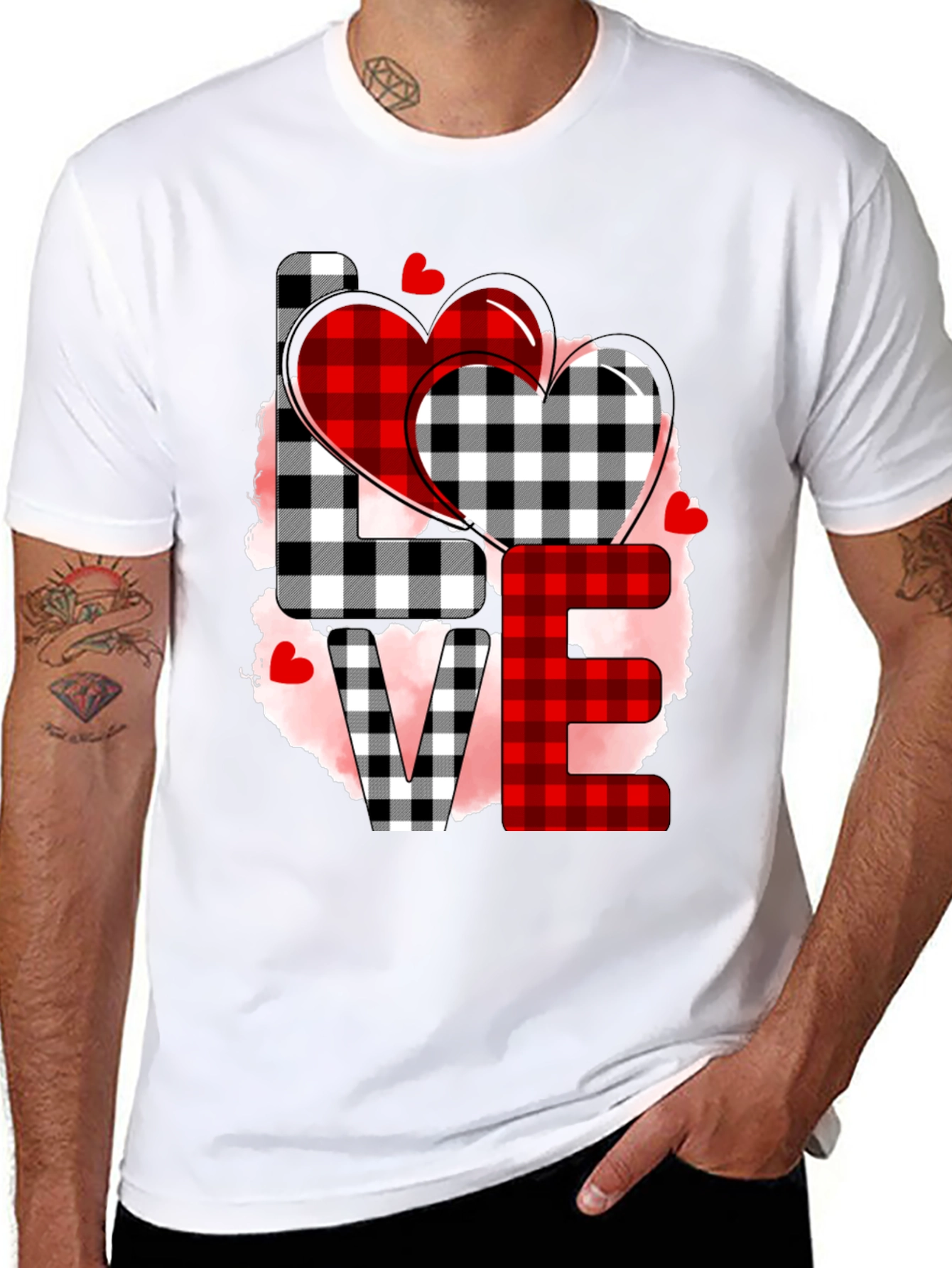 Love Plaid Heart Graphic Tee