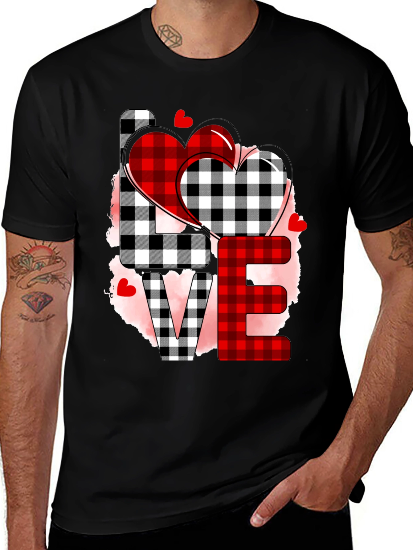Love Plaid Heart Graphic Tee