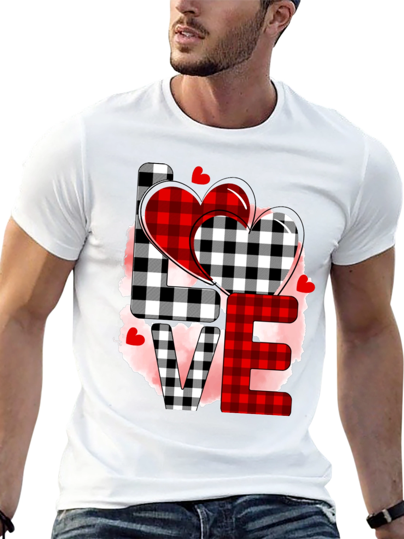 Love Plaid Heart Graphic Tee