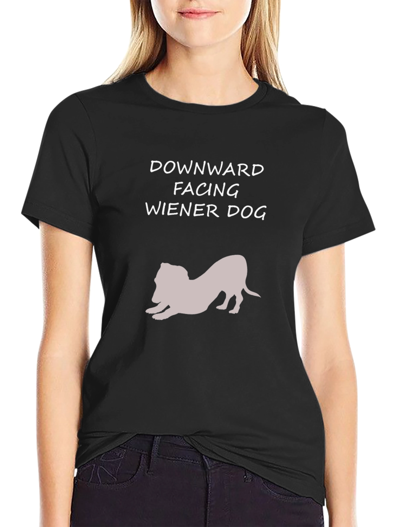 Downward Facing Wiener Dog Graphic Tee