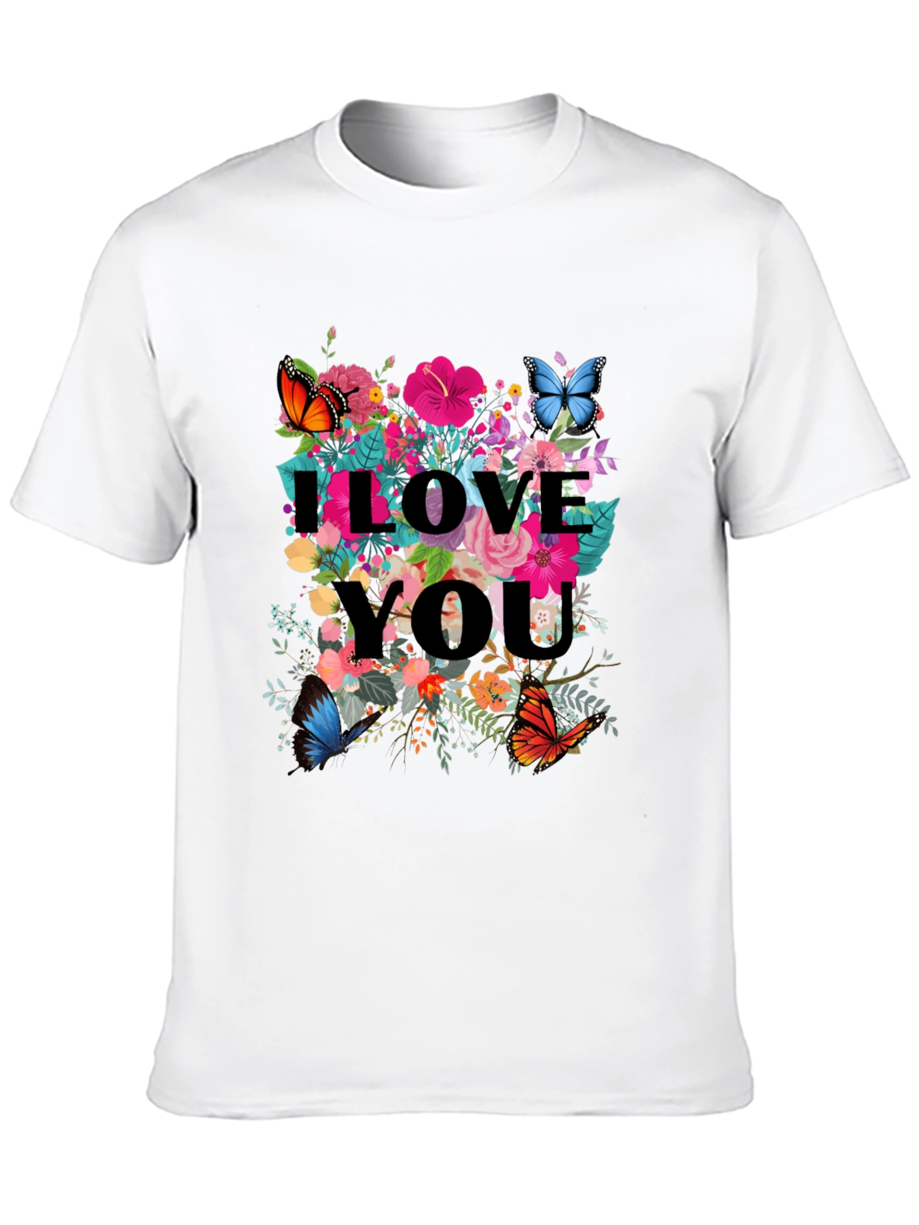 I Love You Floral Butterfly Graphic Tee