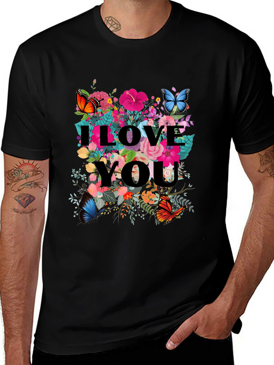 I Love You Floral Butterfly Graphic Tee