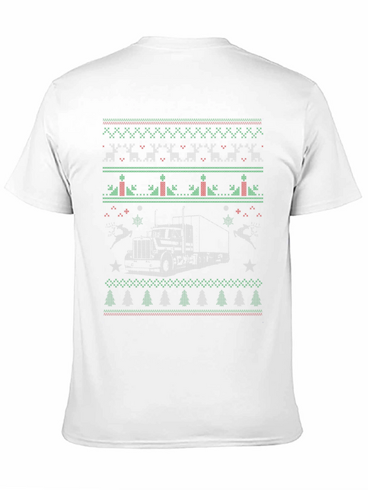 Trucker Christmas Sweater Style T-Shirt