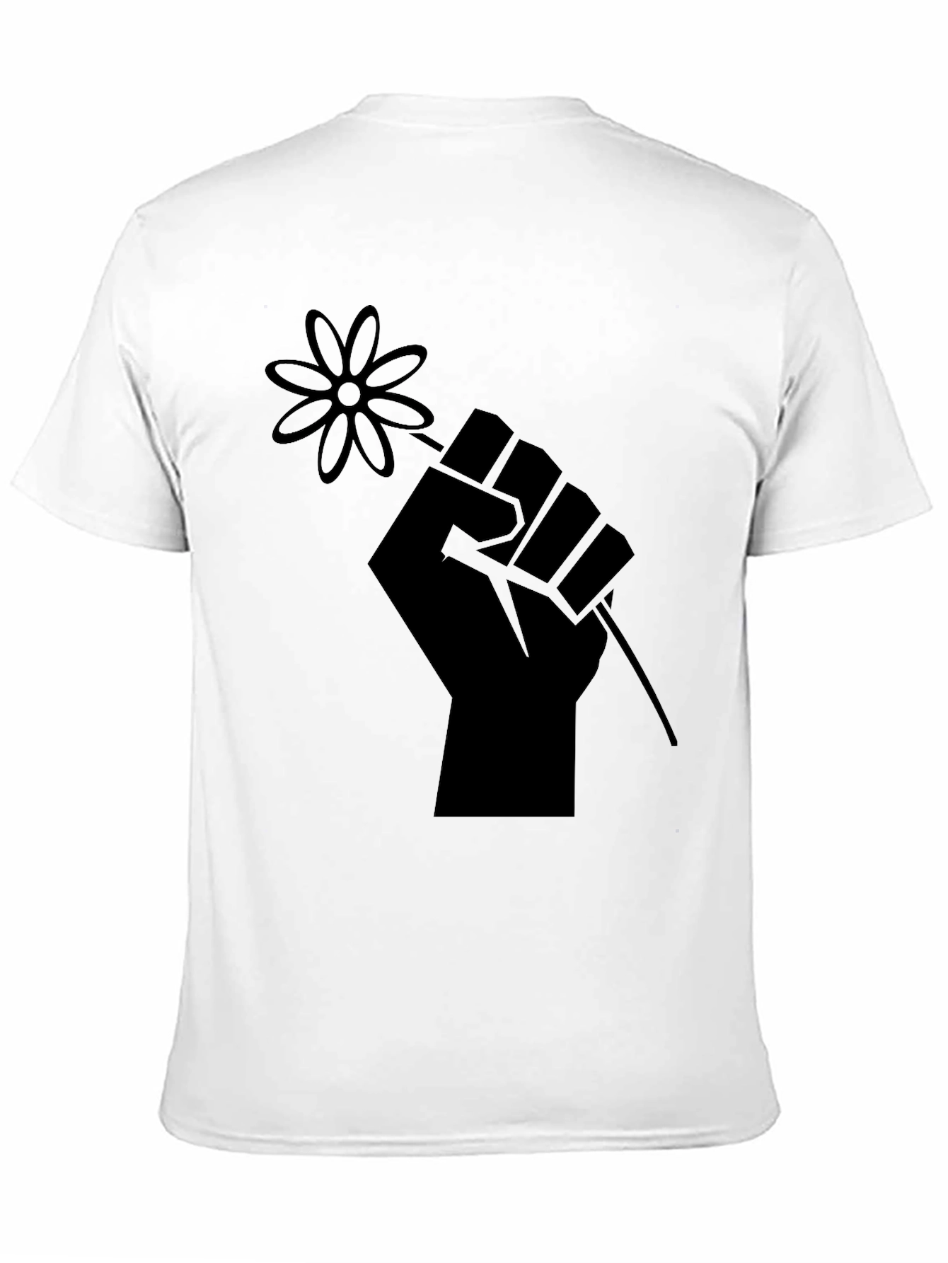 Fist Holding Flower Graphic T-Shirt - Black
