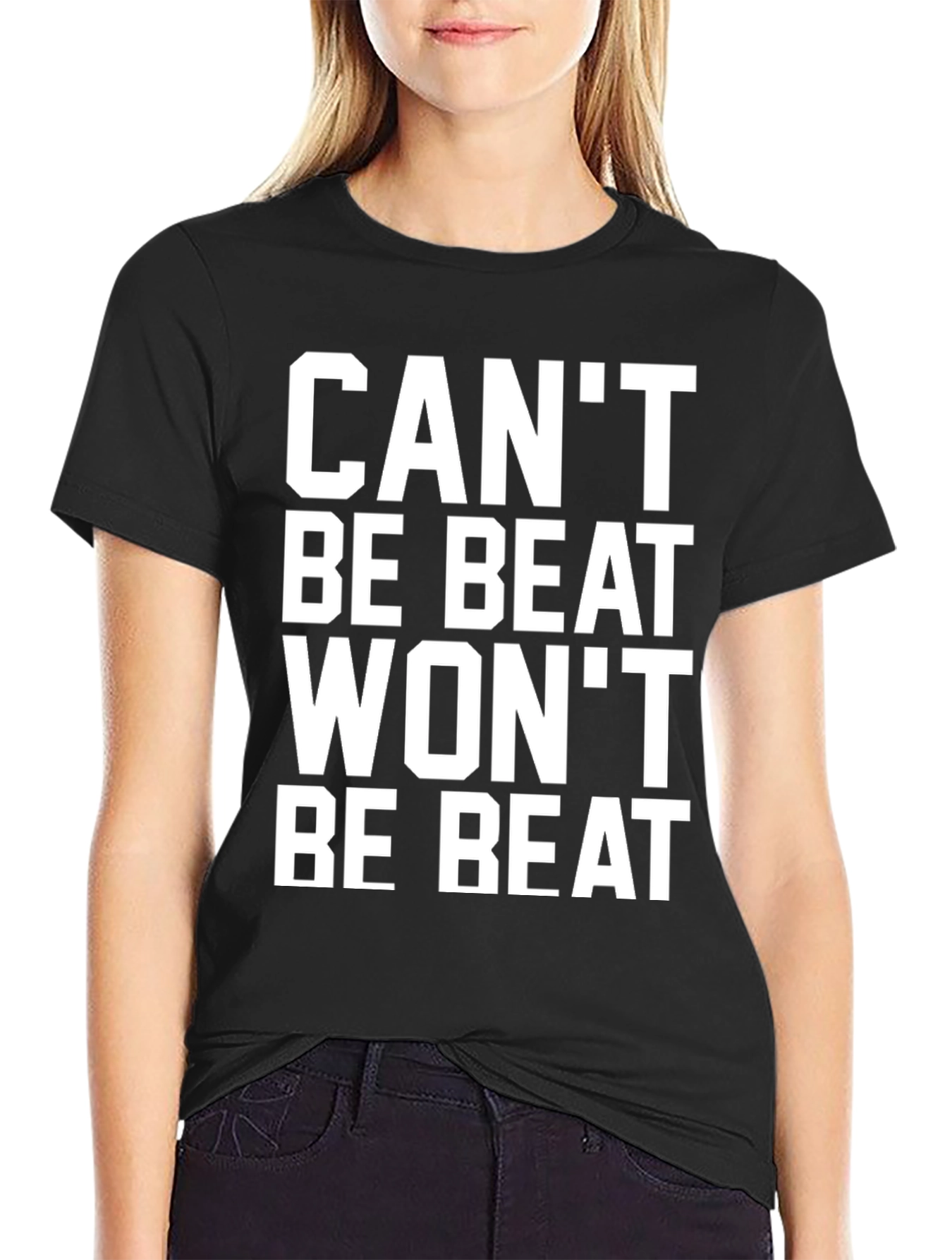 Cant Be Beat Mens Black Graphic T-Shirt