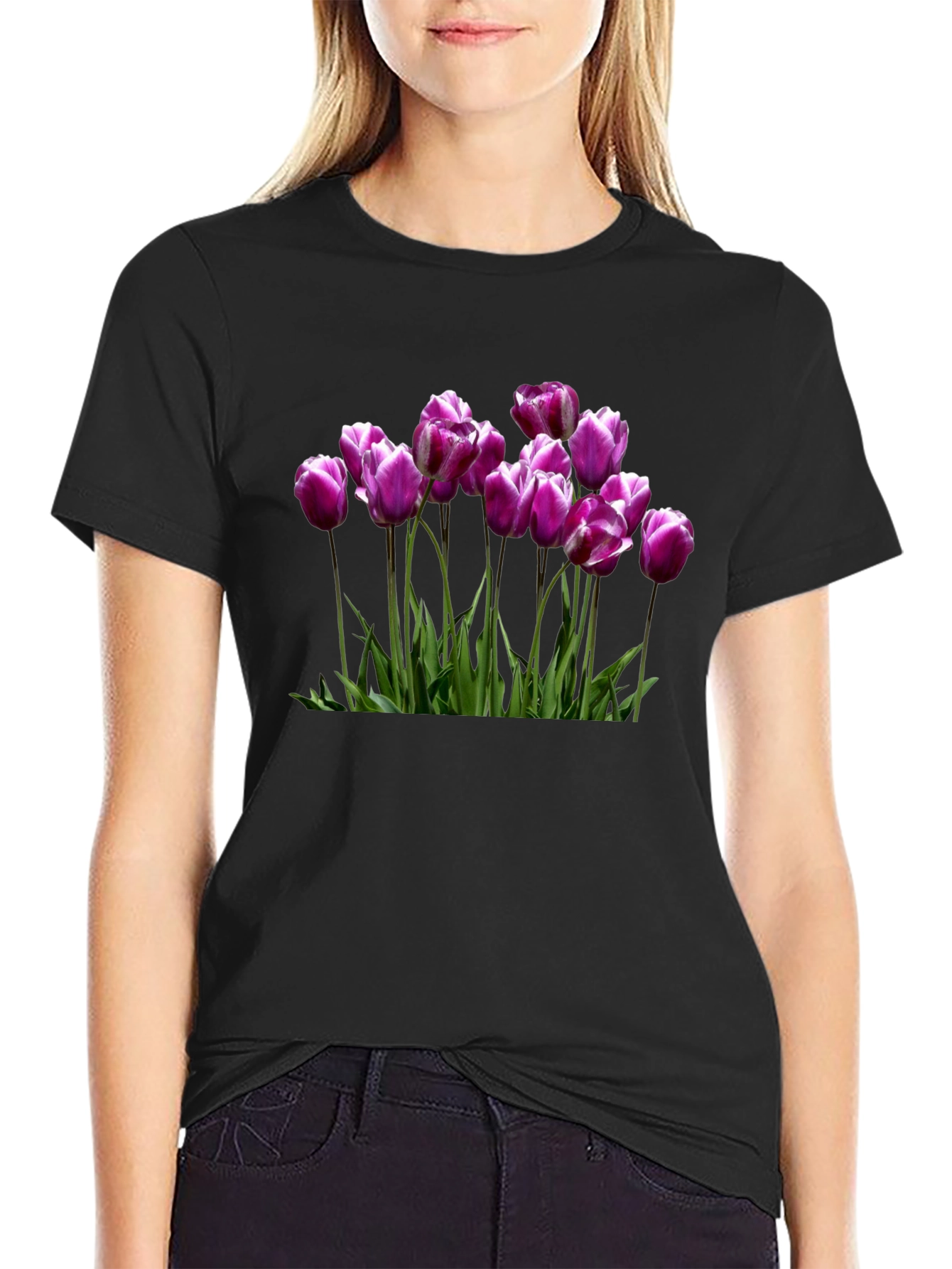 Tulip Graphic Black T-Shirt