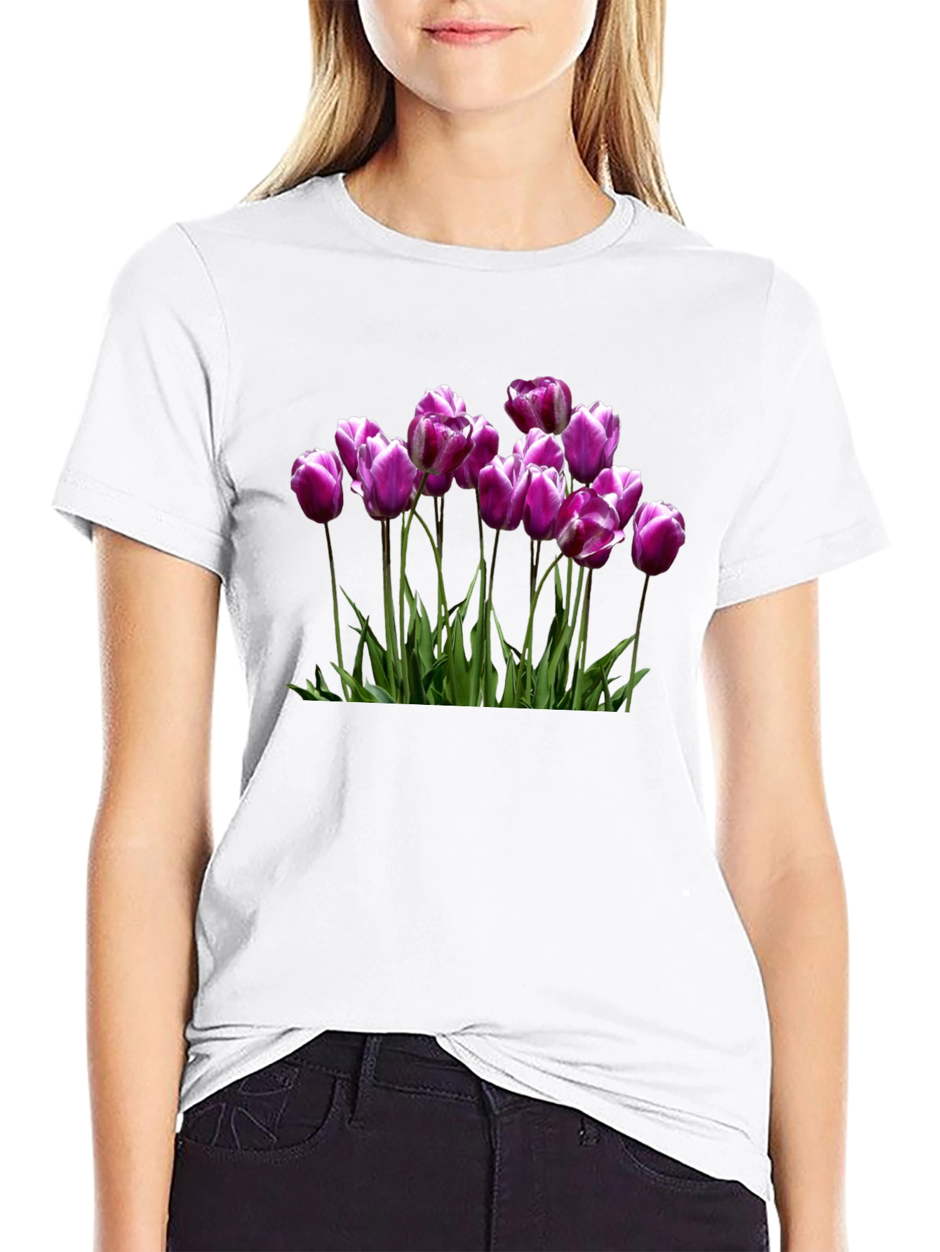 Tulip Graphic Black T-Shirt