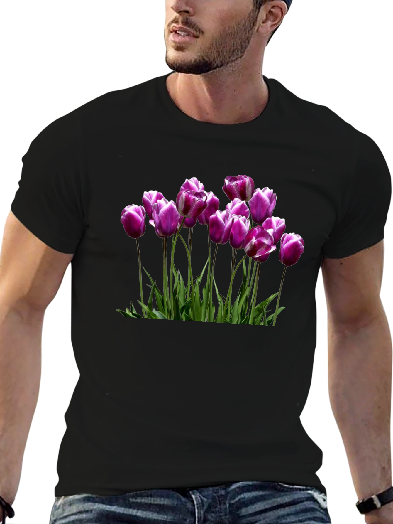 Tulip Graphic Black T-Shirt