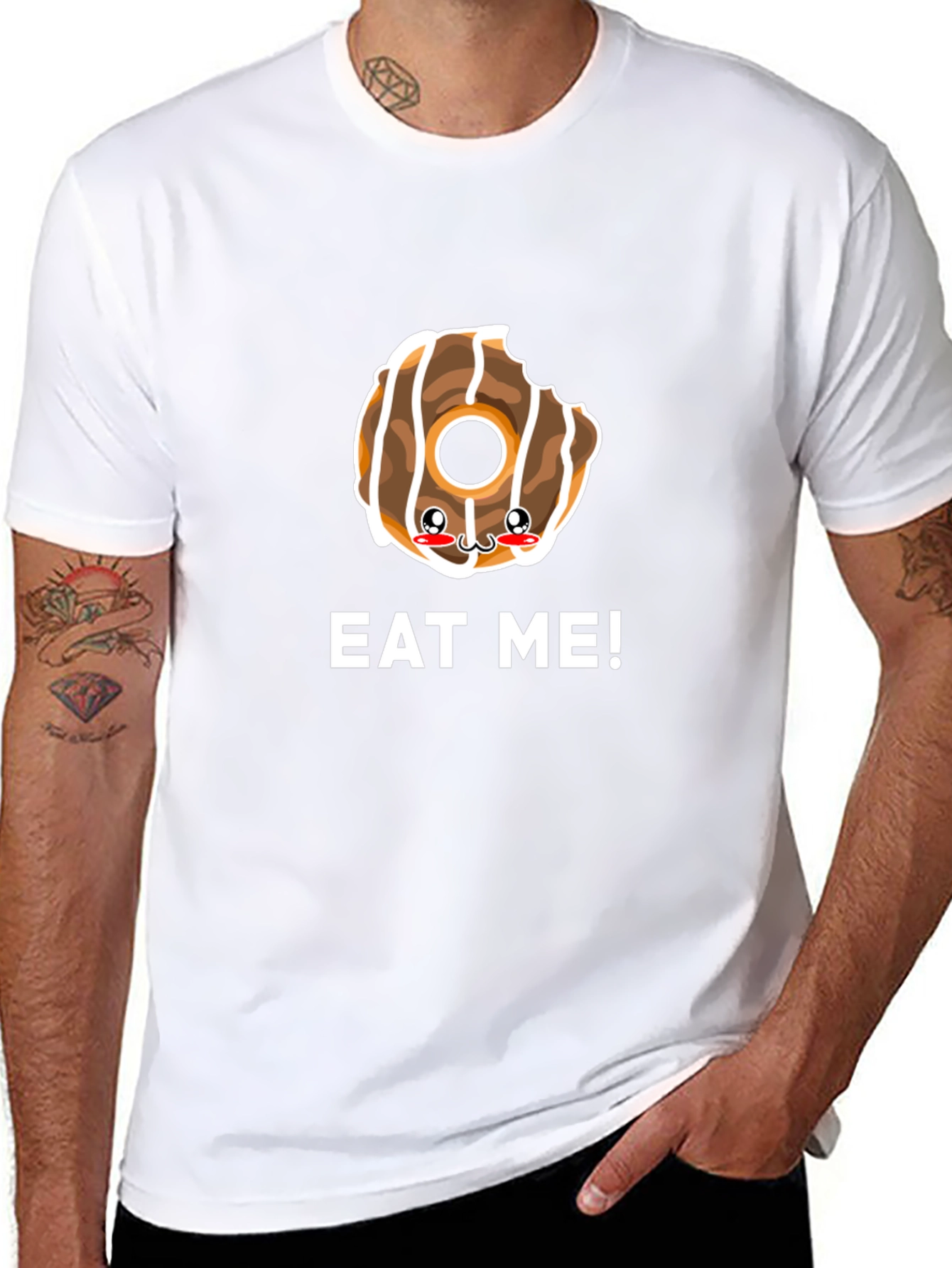 Eat Me Donut Graphic Tee - Black Cotton T-Shirt