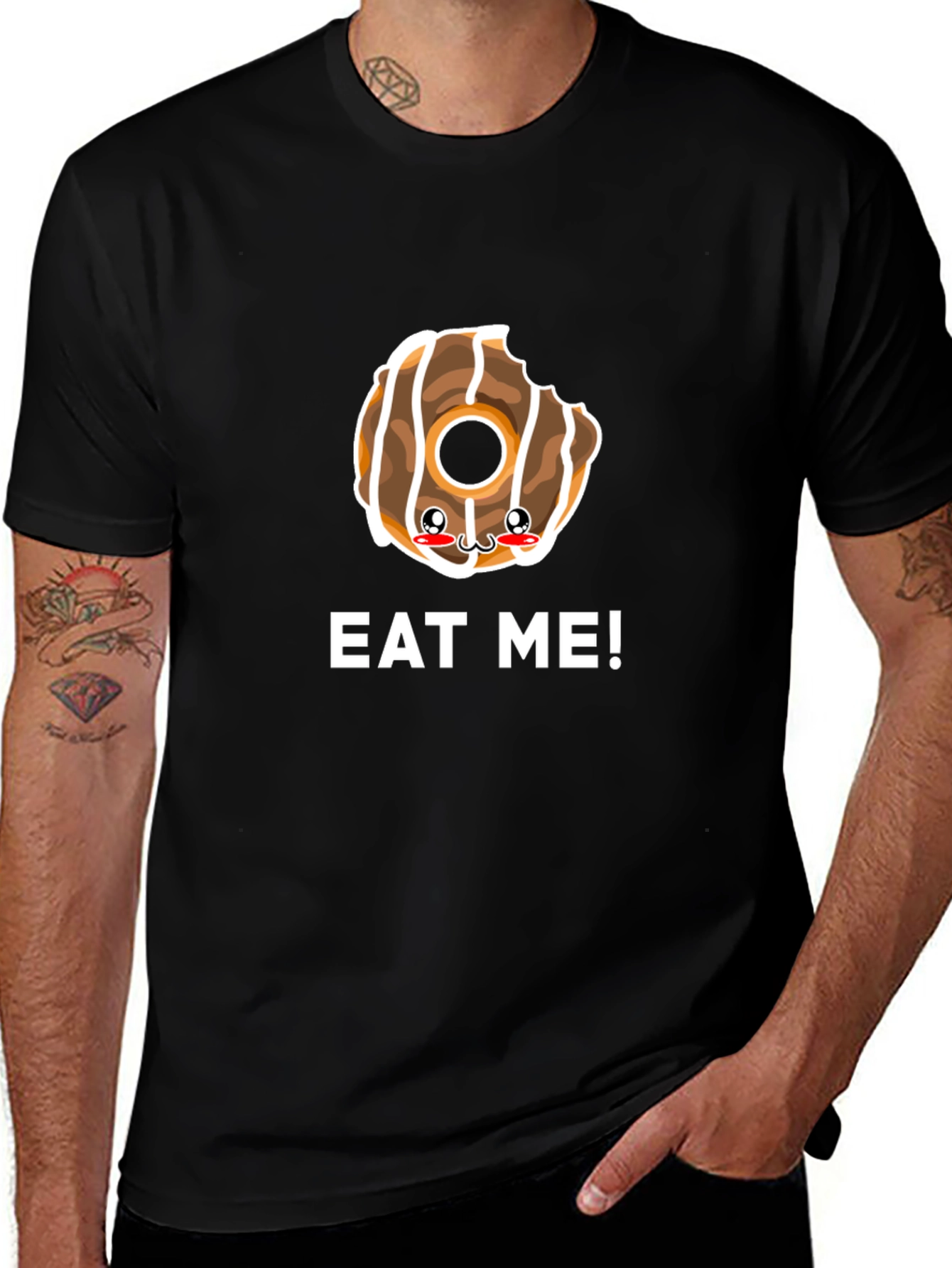 Eat Me Donut Graphic Tee - Black Cotton T-Shirt