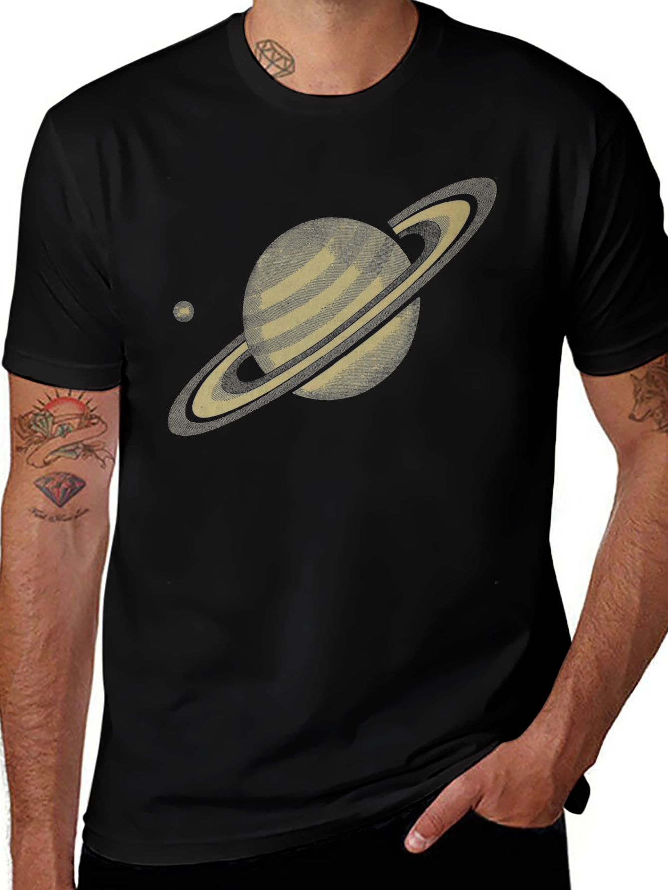 Saturn Graphic Tee - Trendy Space Design