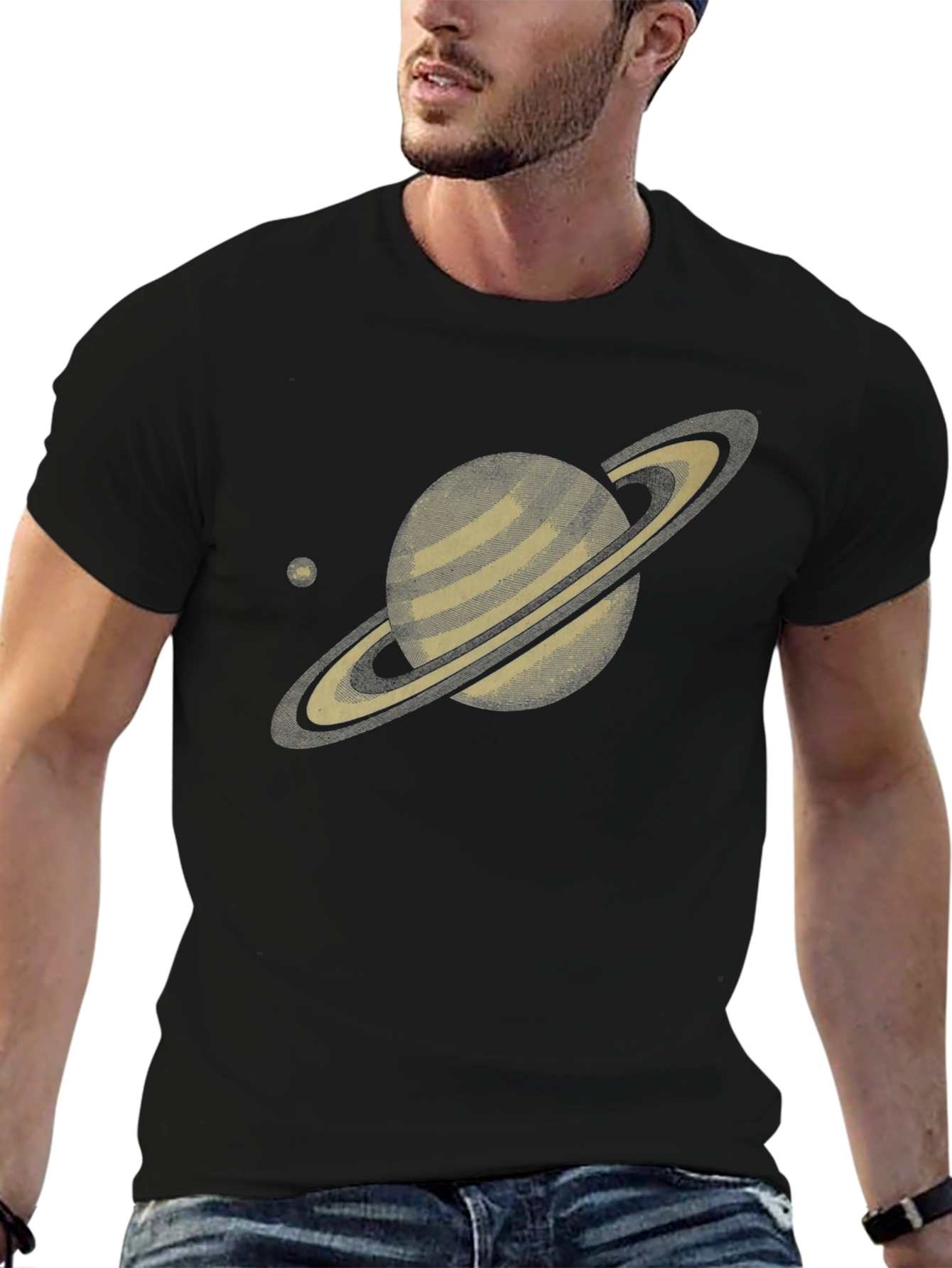 Saturn Graphic Tee - Trendy Space Design