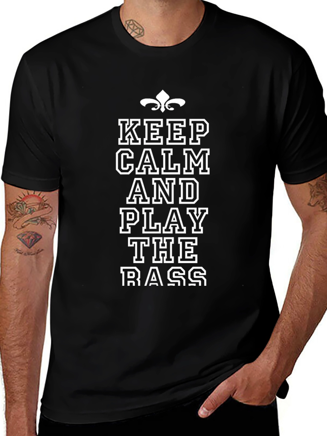 Keep Calm Play Bass Funny Graphic T-Shirt