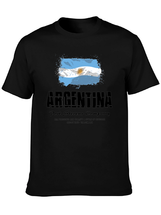 Argentina Flag T-Shirt: Port Stevens Company Black Tee