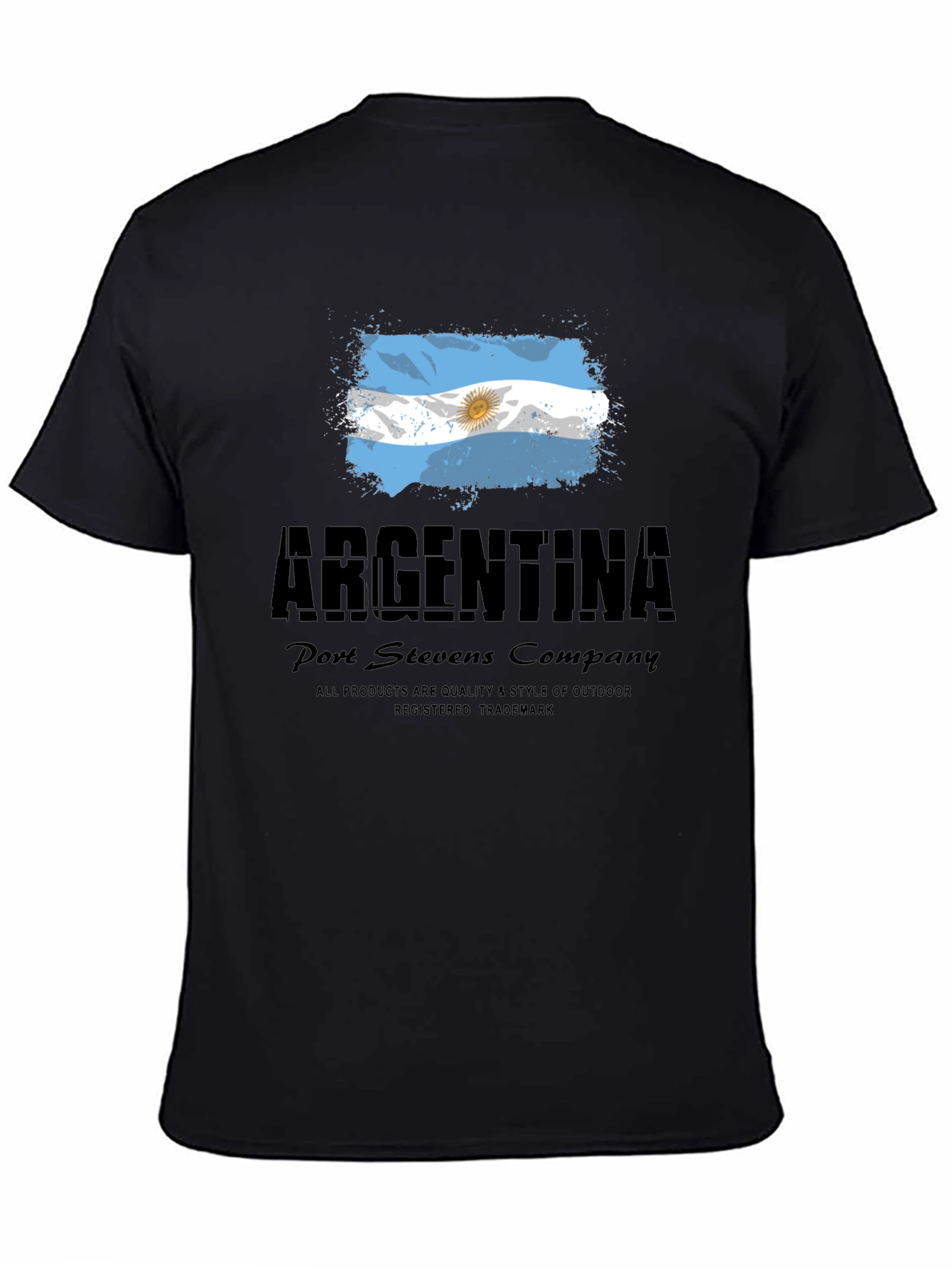 Argentina Flag T-Shirt: Port Stevens Company Black Tee