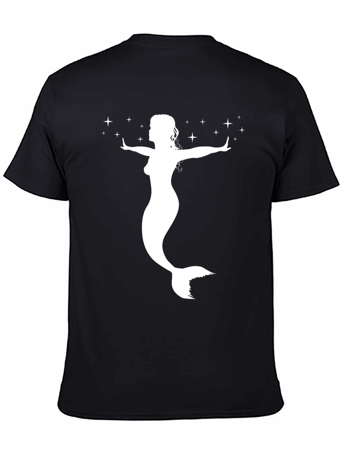 Mermaid Silhouette Graphic Tee - Black Cotton T-Shirt