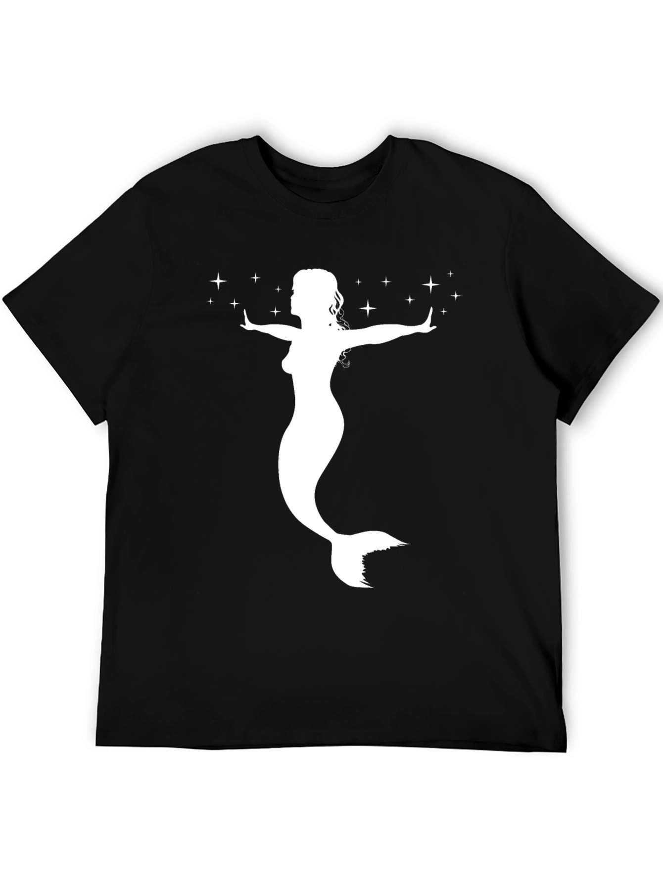 Mermaid Silhouette Graphic Tee - Black Cotton T-Shirt