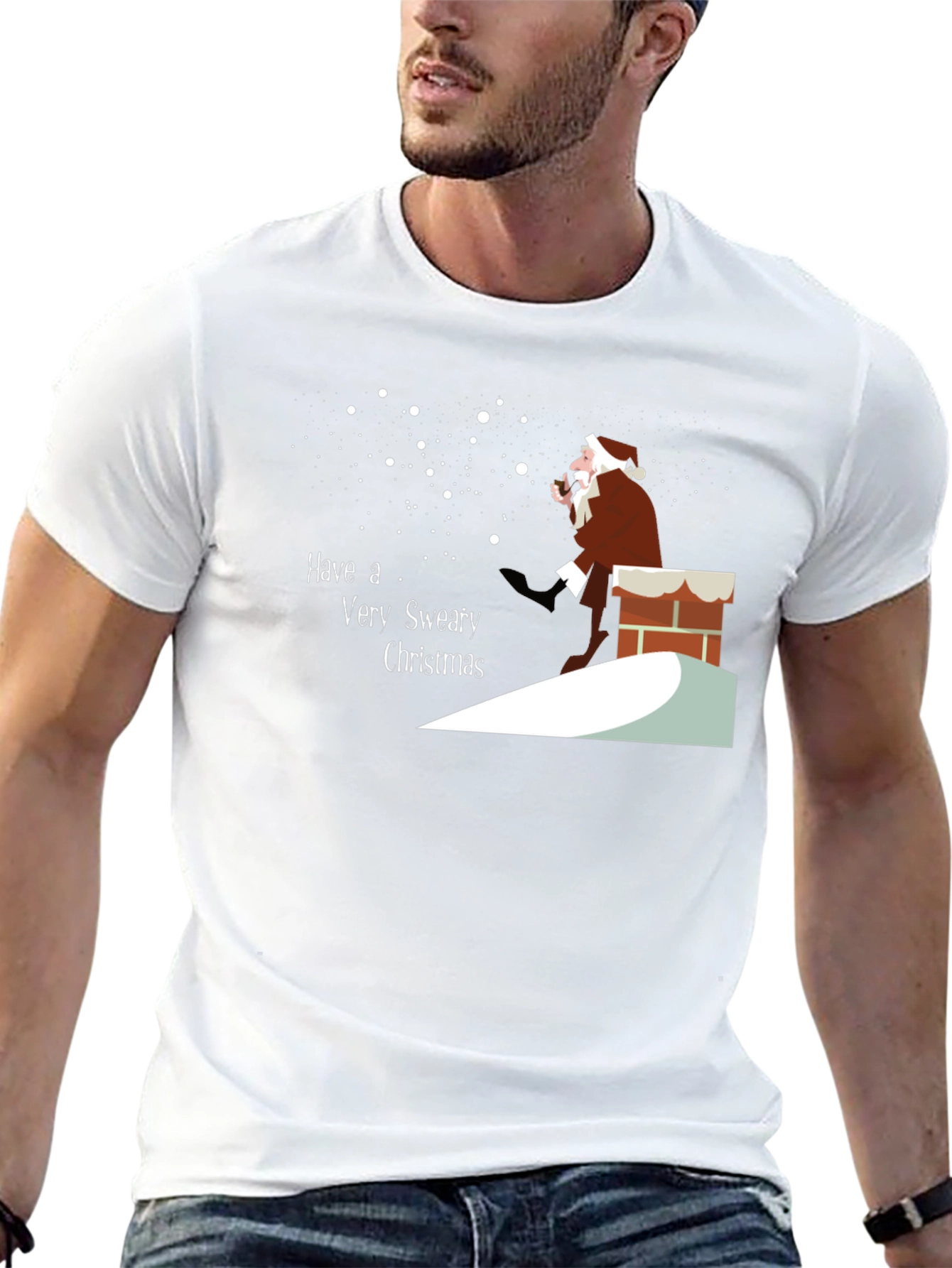 Funny Sweaty Christmas Santa Graphic Tee