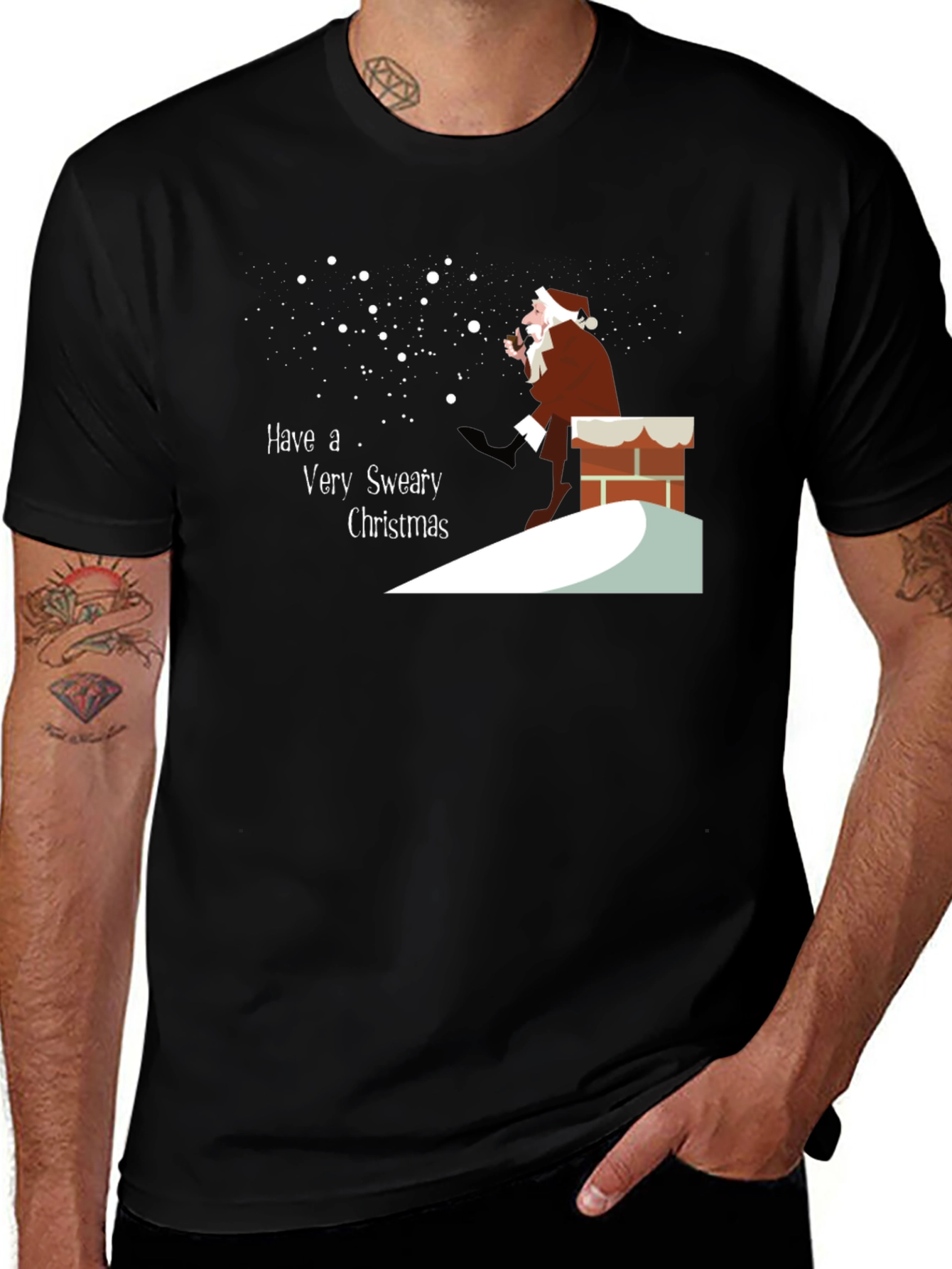 Funny Sweaty Christmas Santa Graphic Tee