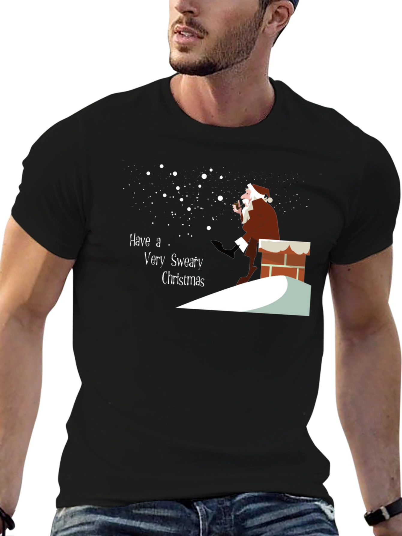 Funny Sweaty Christmas Santa Graphic Tee