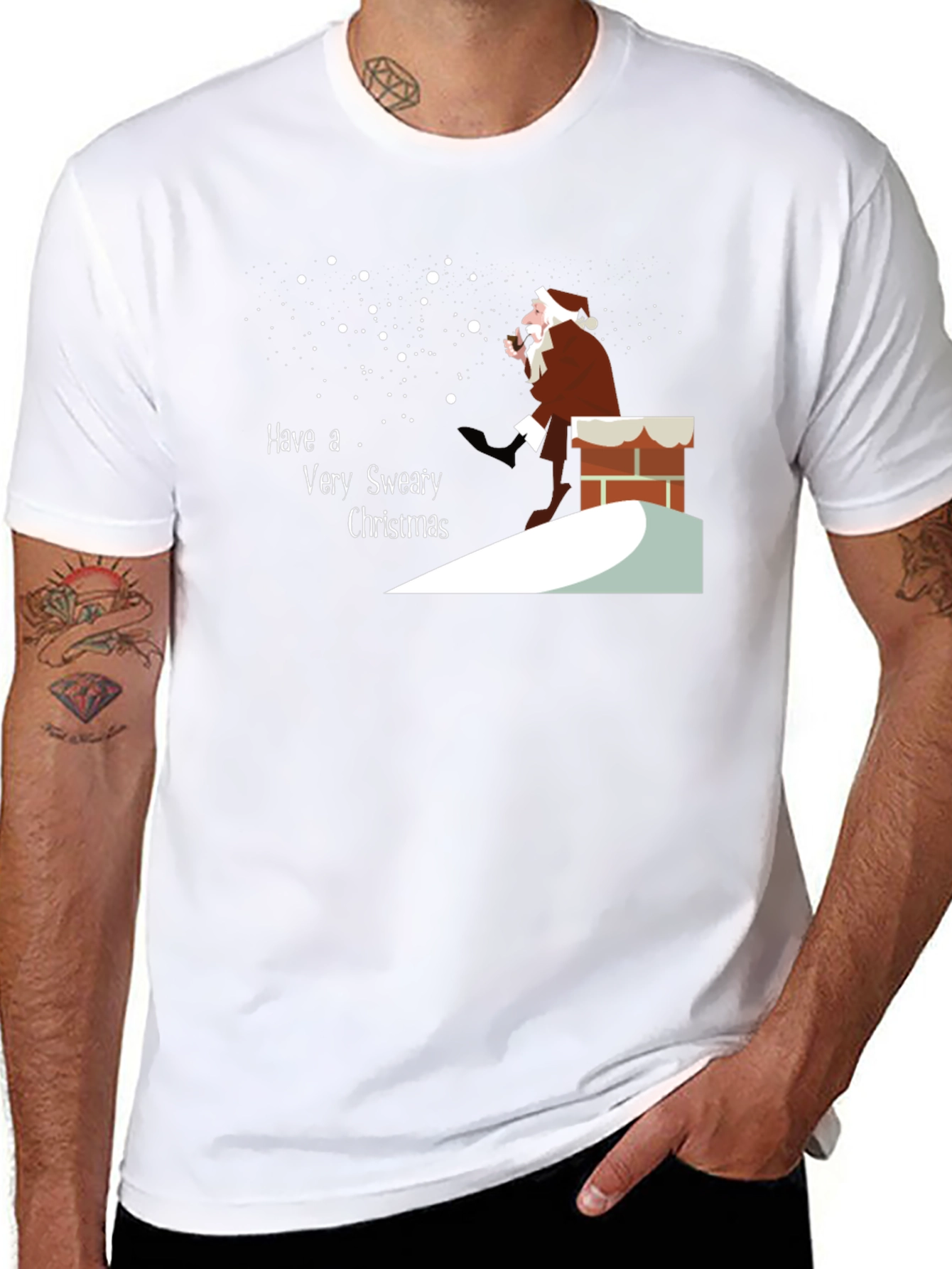 Funny Sweaty Christmas Santa Graphic Tee