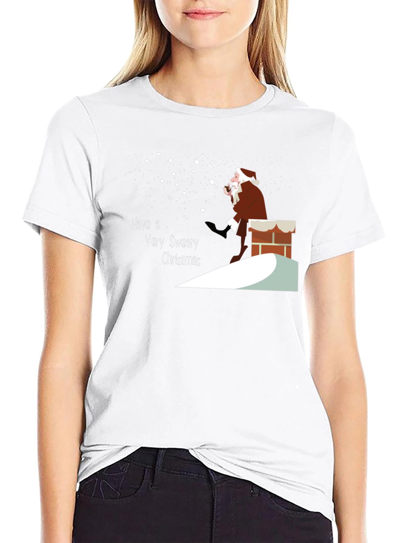 Funny Sweaty Christmas Santa Graphic Tee