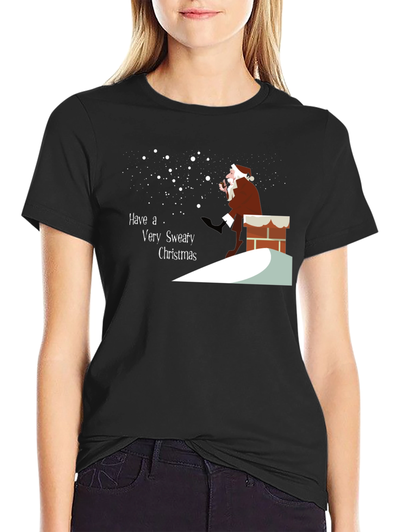 Funny Sweaty Christmas Santa Graphic Tee