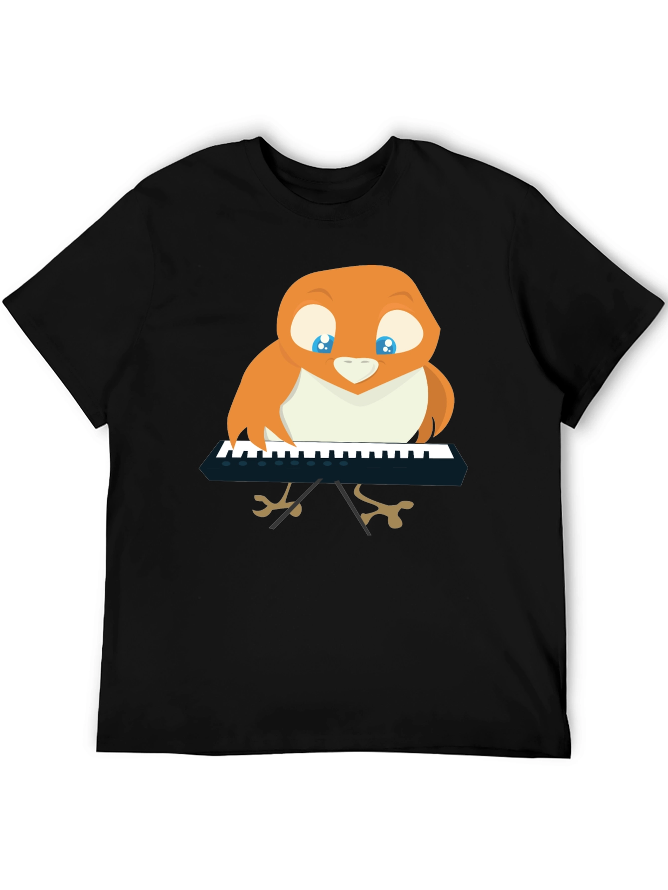 Bird Playing Piano T-Shirt - Black Unique Design